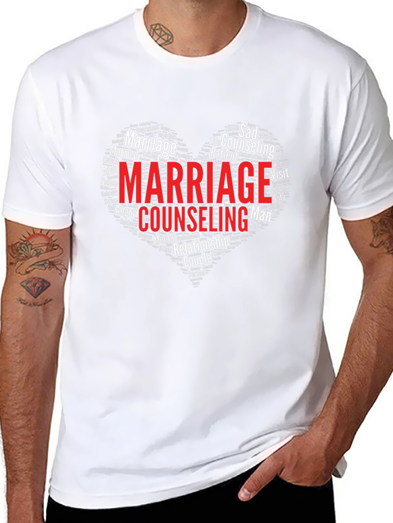 Marriage Counseling T-Shirt Heart Word Cloud