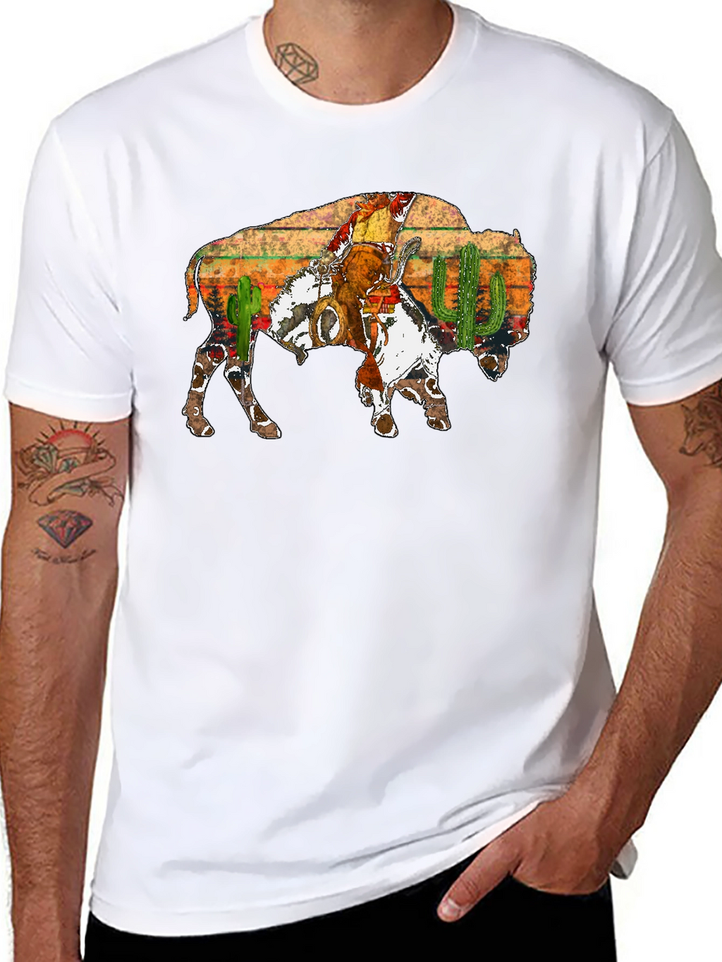 Buffalo Cowboy Graphic Tee - Western Style Shirt