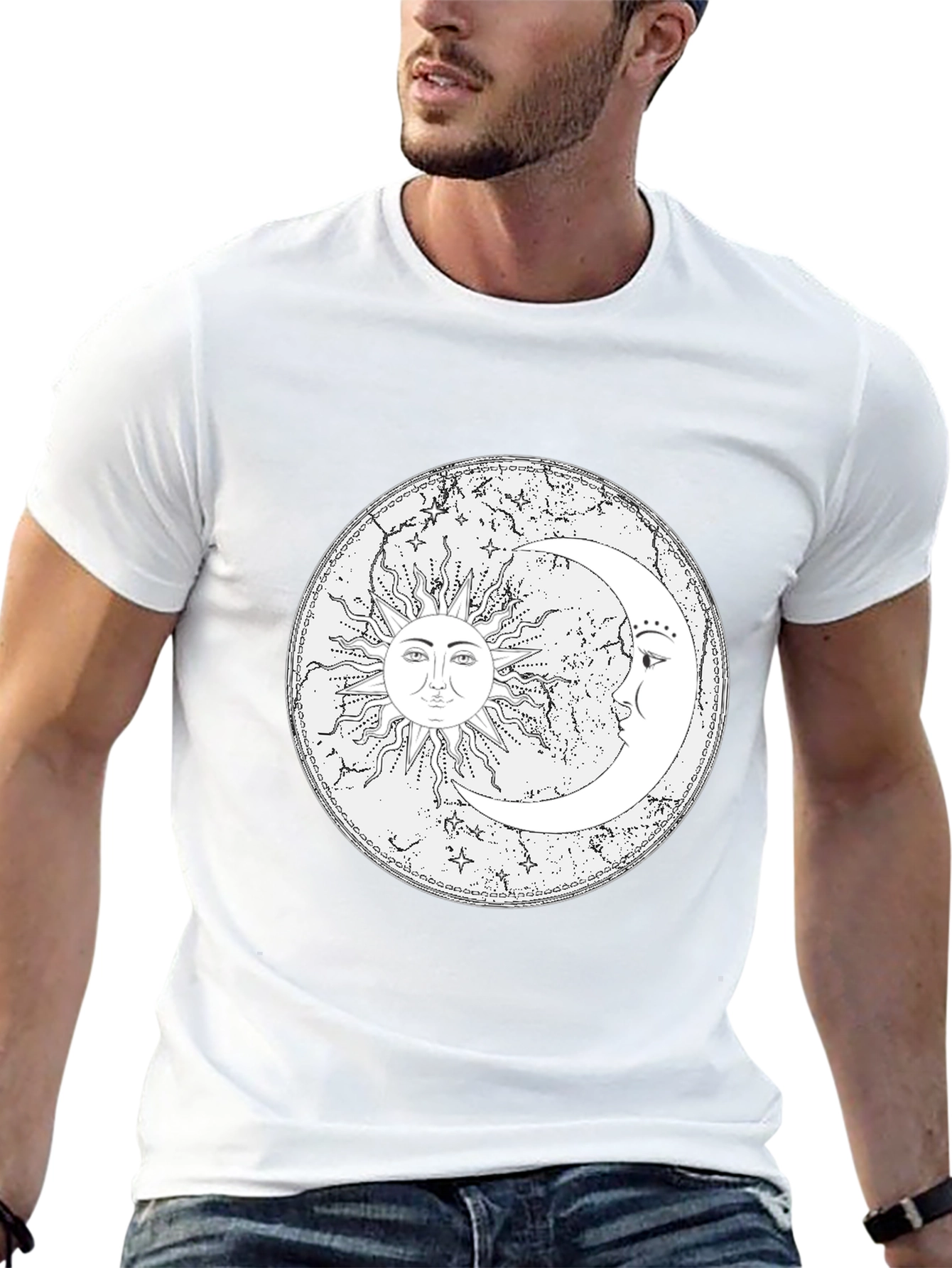 Sun & Moon Graphic Tee - Celestial Design