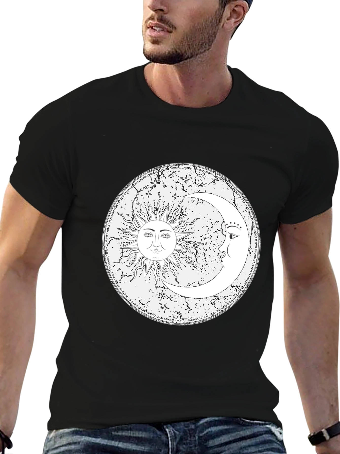 Sun & Moon Graphic Tee - Celestial Design
