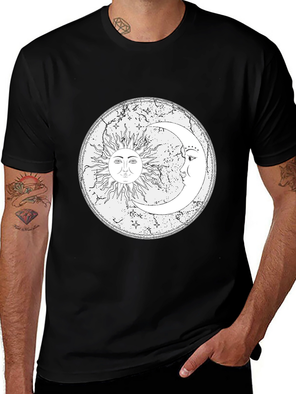 Sun & Moon Graphic Tee - Celestial Design