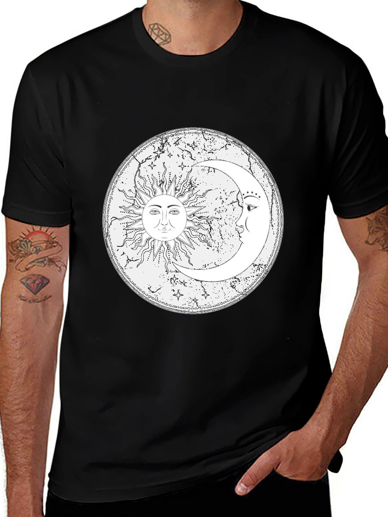 Sun & Moon Graphic Tee - Celestial Design