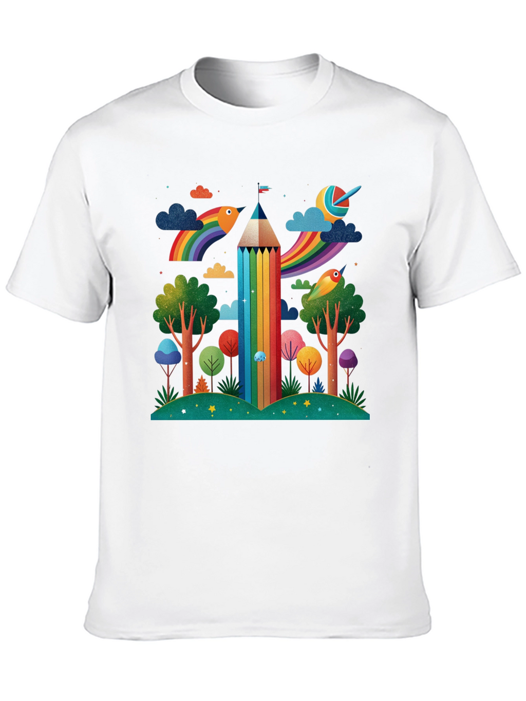 Rainbow Pencil Forest Graphic Tee