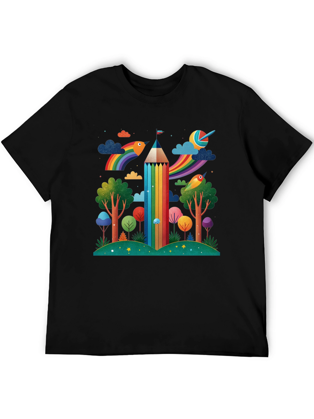 Rainbow Pencil Forest Graphic Tee