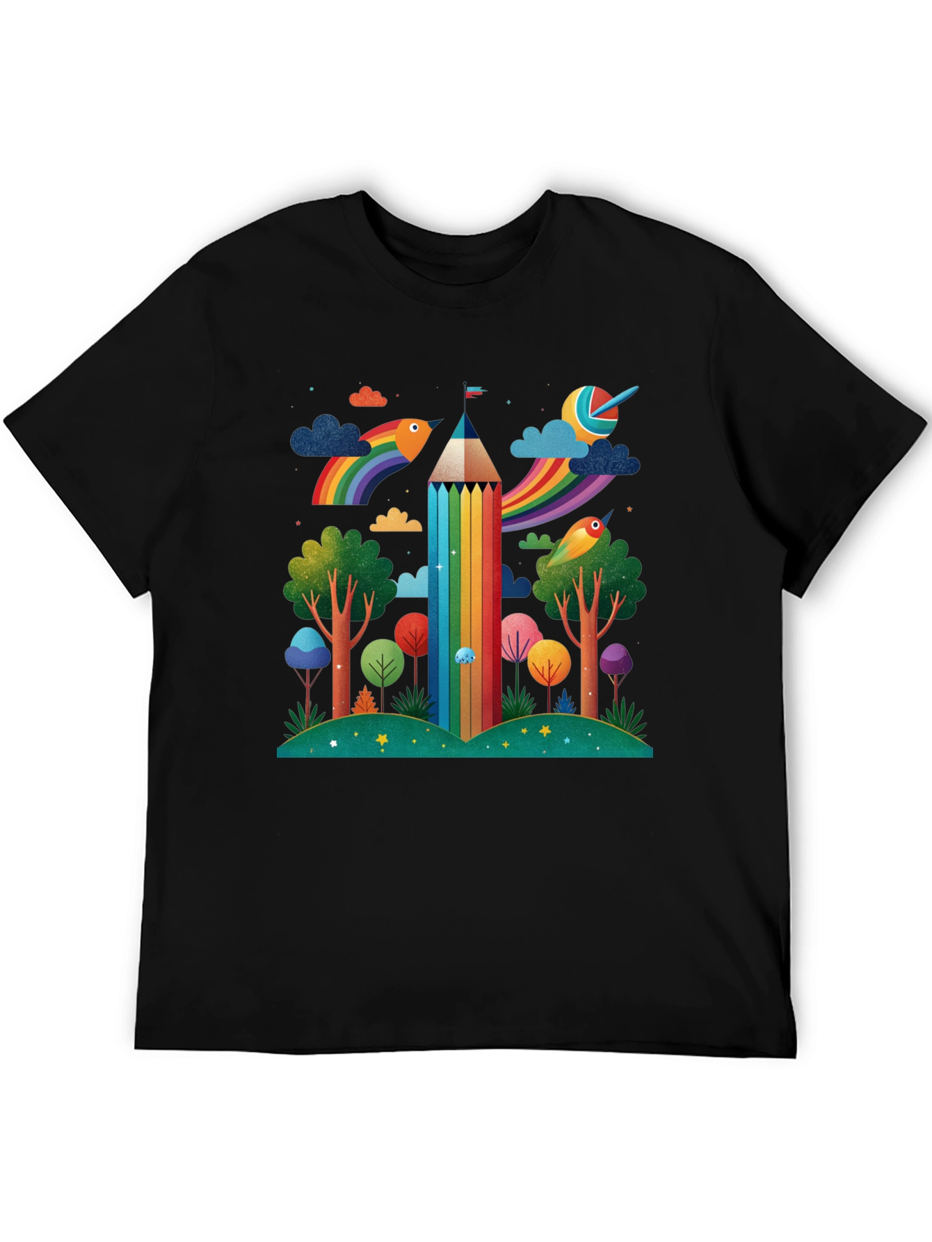 Rainbow Pencil Forest Graphic Tee
