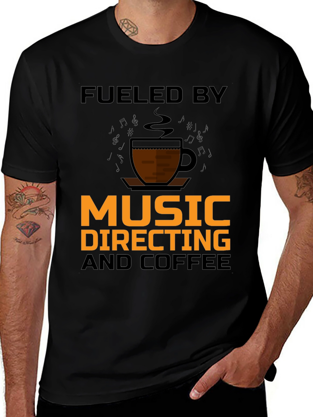 Music Directing & Coffee T-Shirt - Black