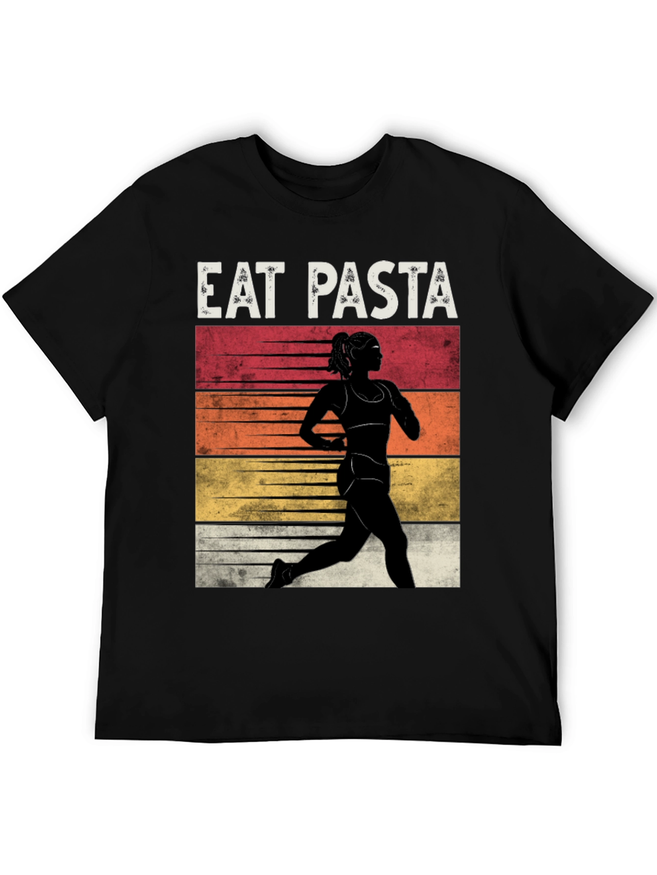 Eat Pasta Run Faster Black T-Shirt