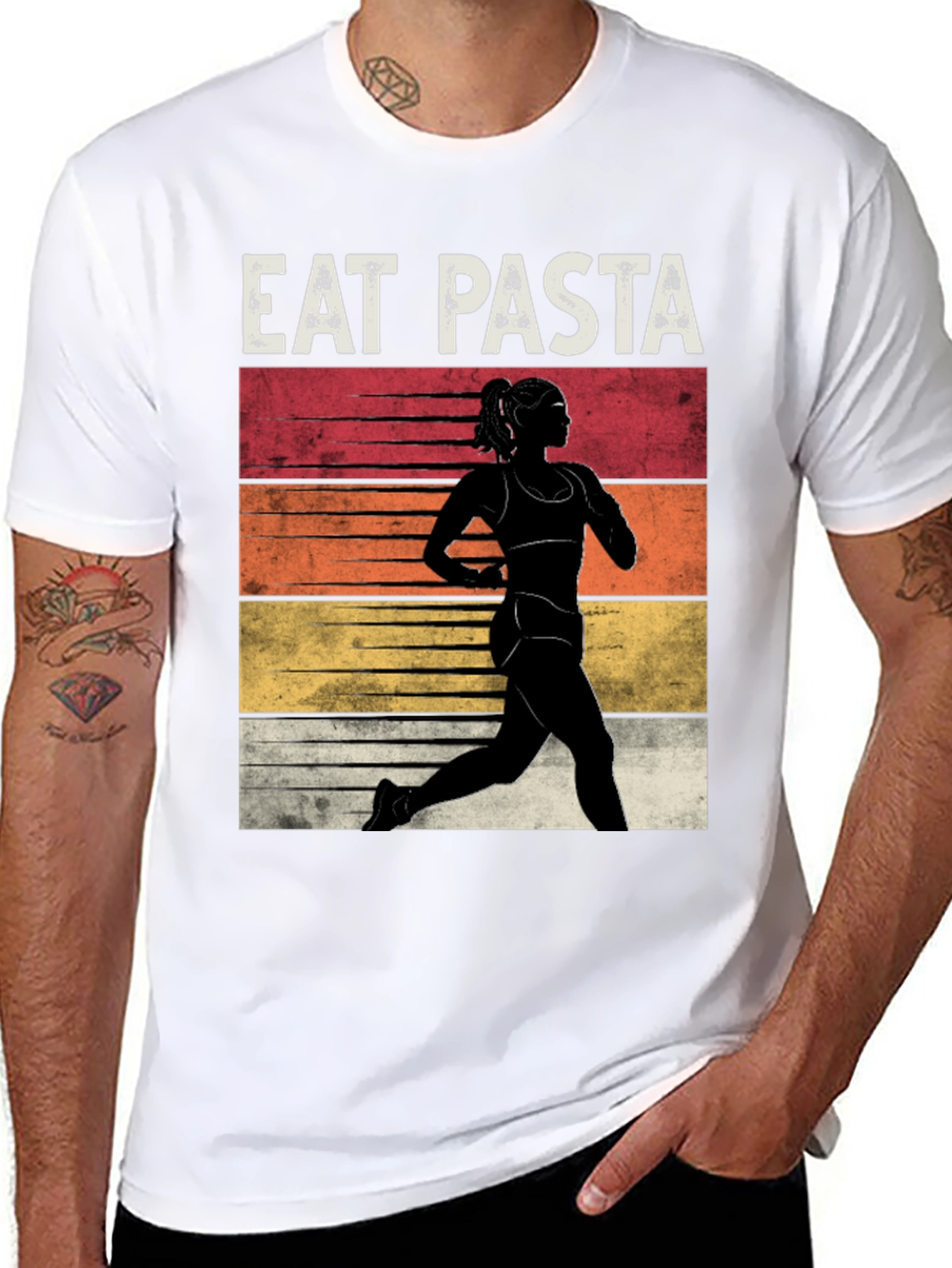 Eat Pasta Run Faster Black T-Shirt
