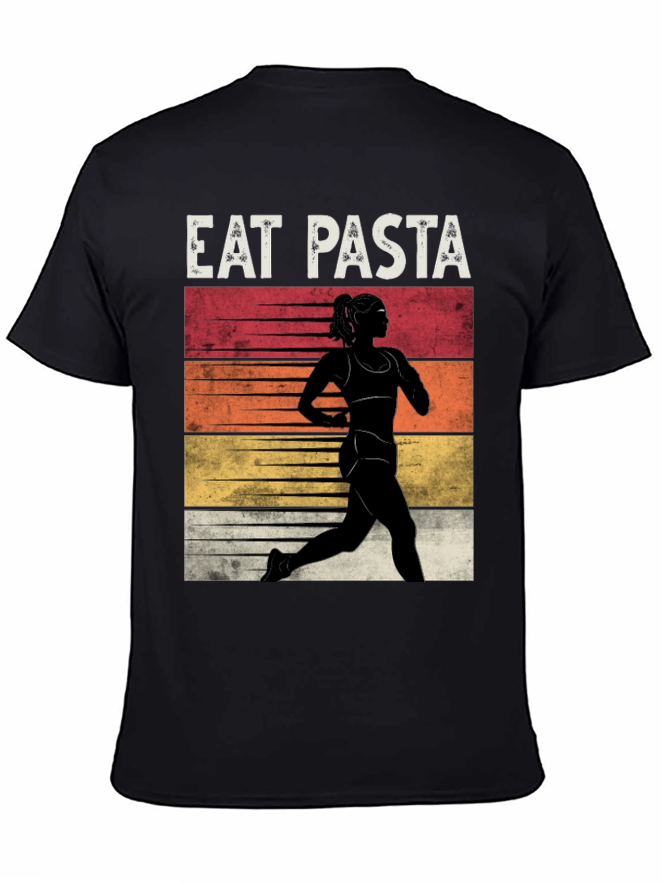 Eat Pasta Run Faster Black T-Shirt
