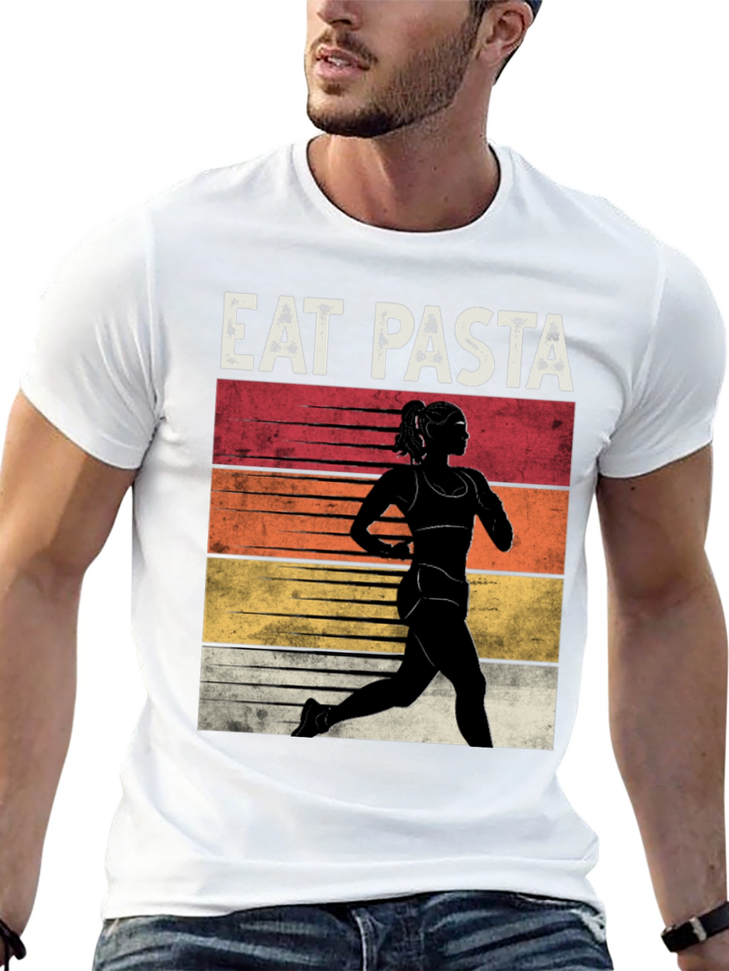 Eat Pasta Run Faster Black T-Shirt