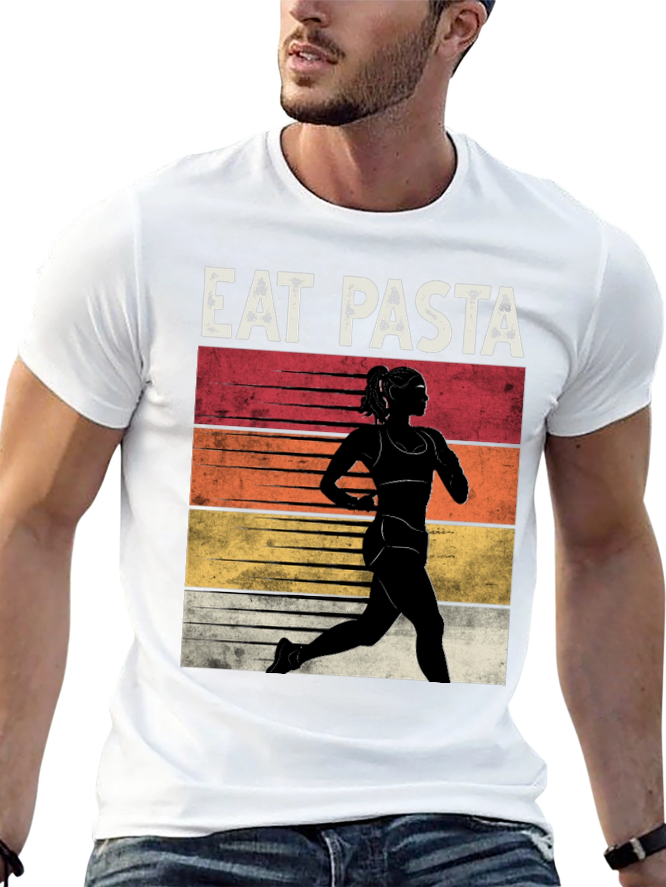 Eat Pasta Run Faster Black T-Shirt