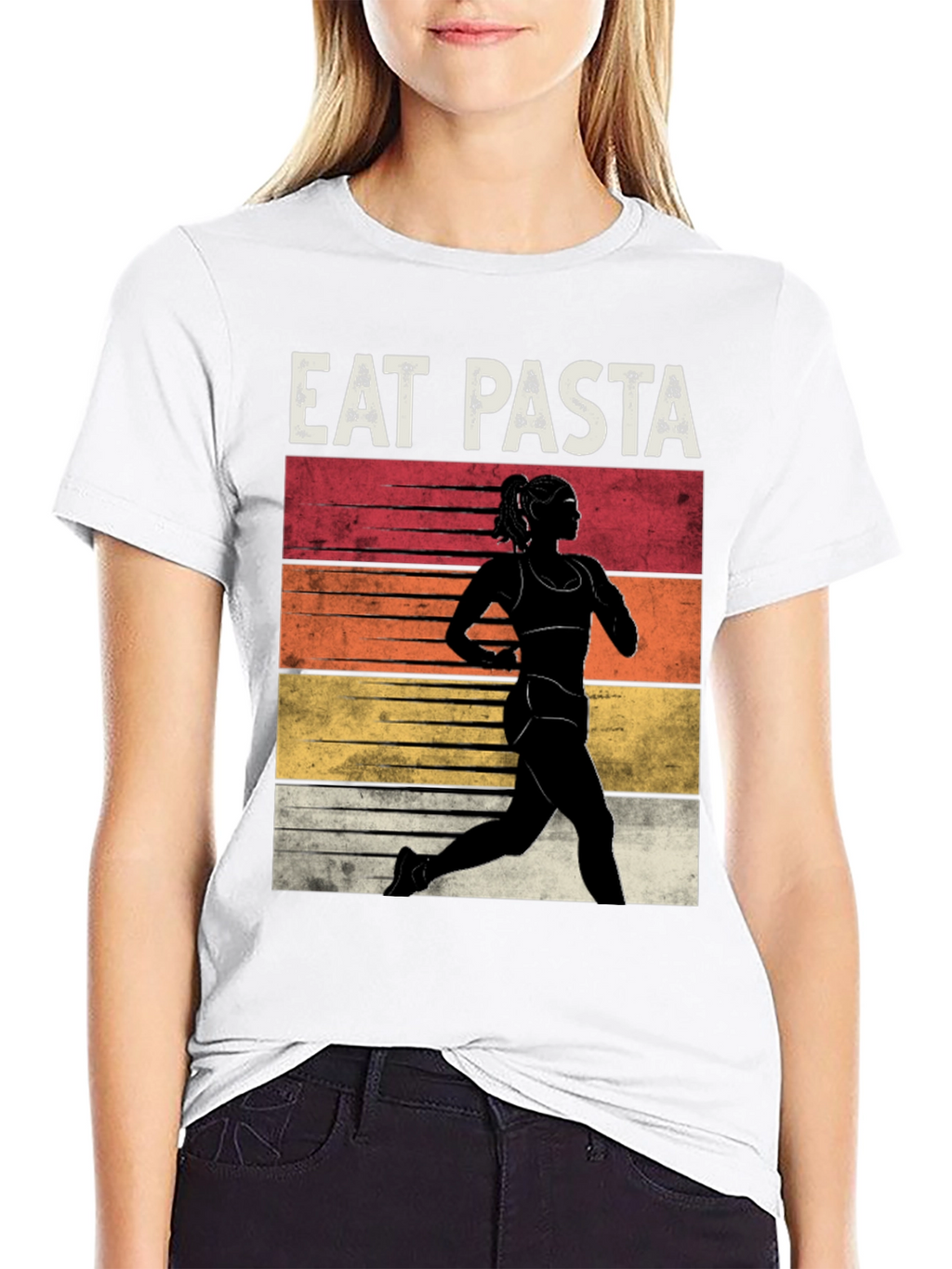Eat Pasta Run Faster Black T-Shirt