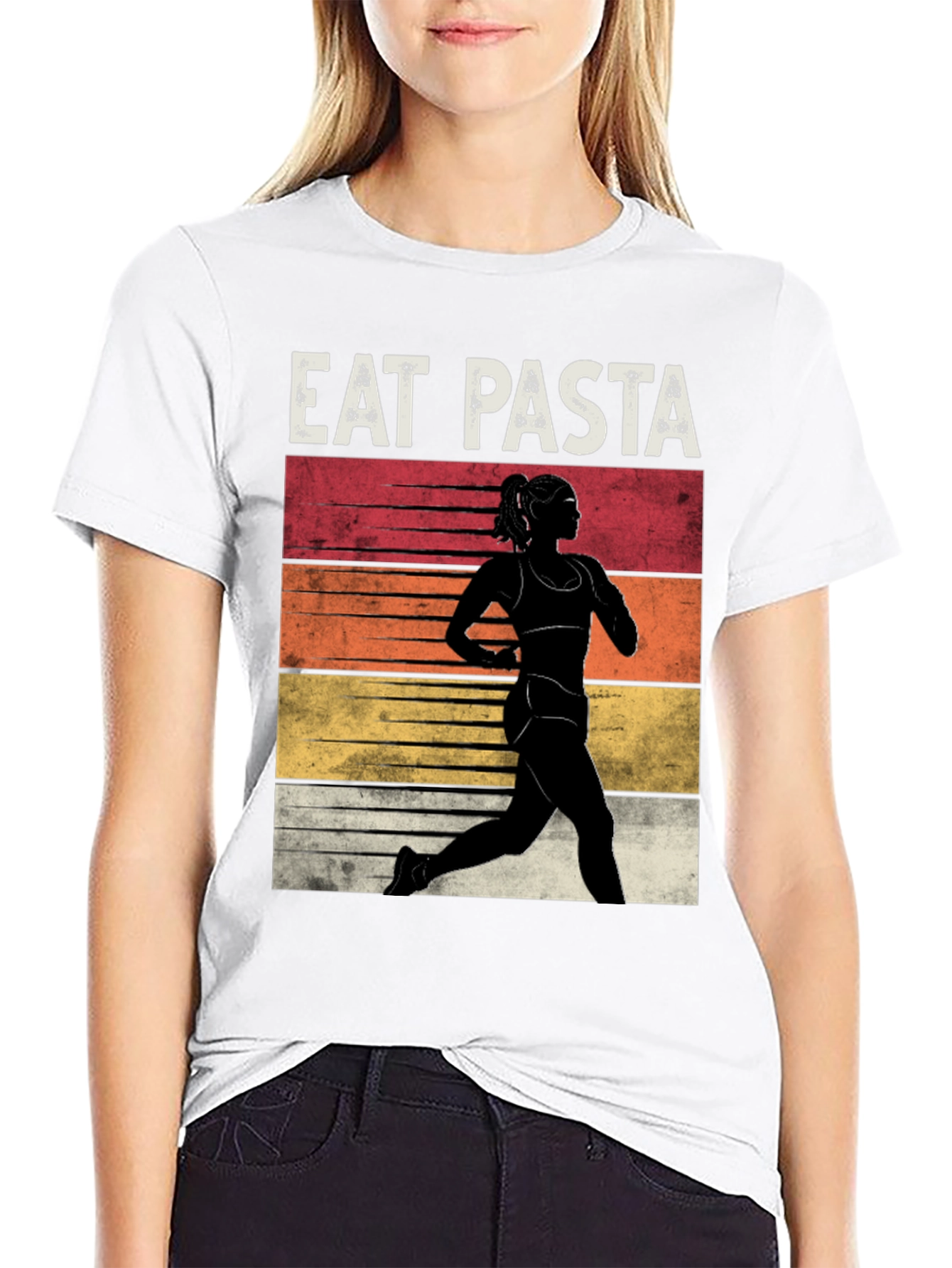 Eat Pasta Run Faster Black T-Shirt