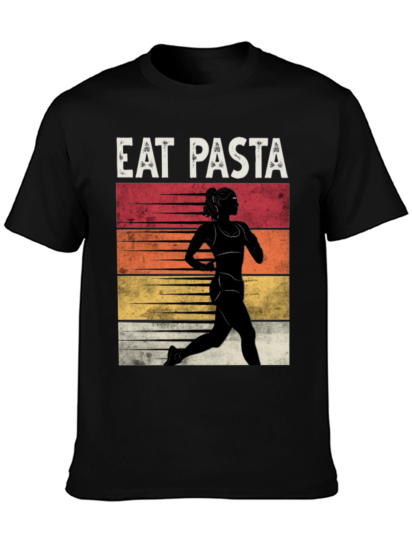 Eat Pasta Run Faster Black T-Shirt