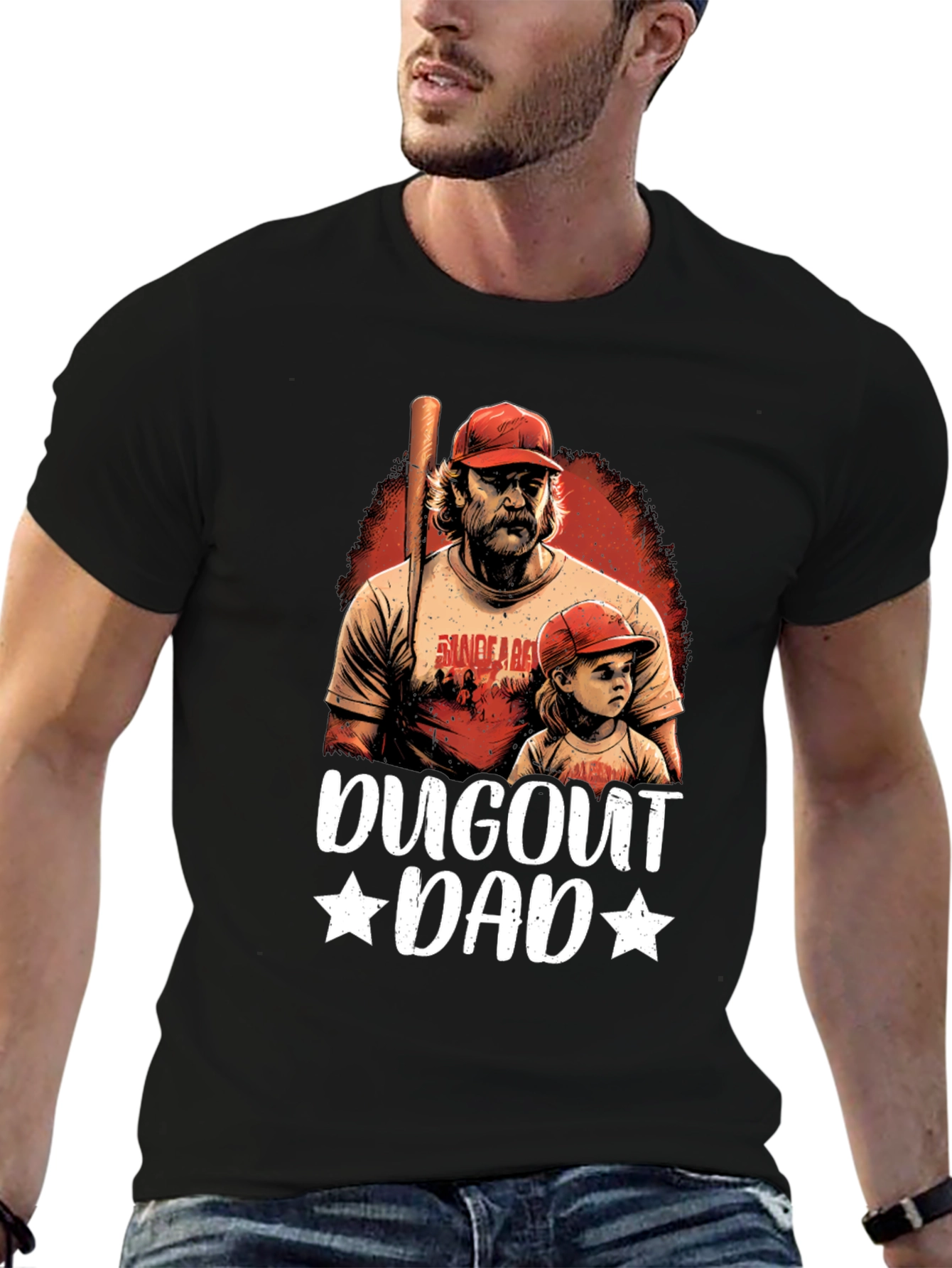 Dugout Dad Graphic Tee - Baseball Fan Apparel
