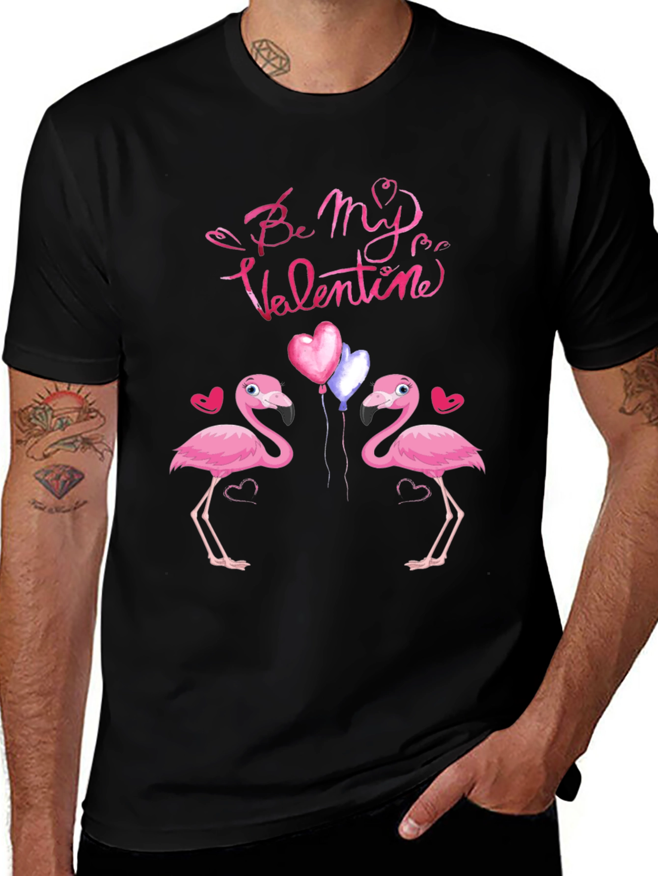Flamingo Valentines Day Graphic T-Shirt