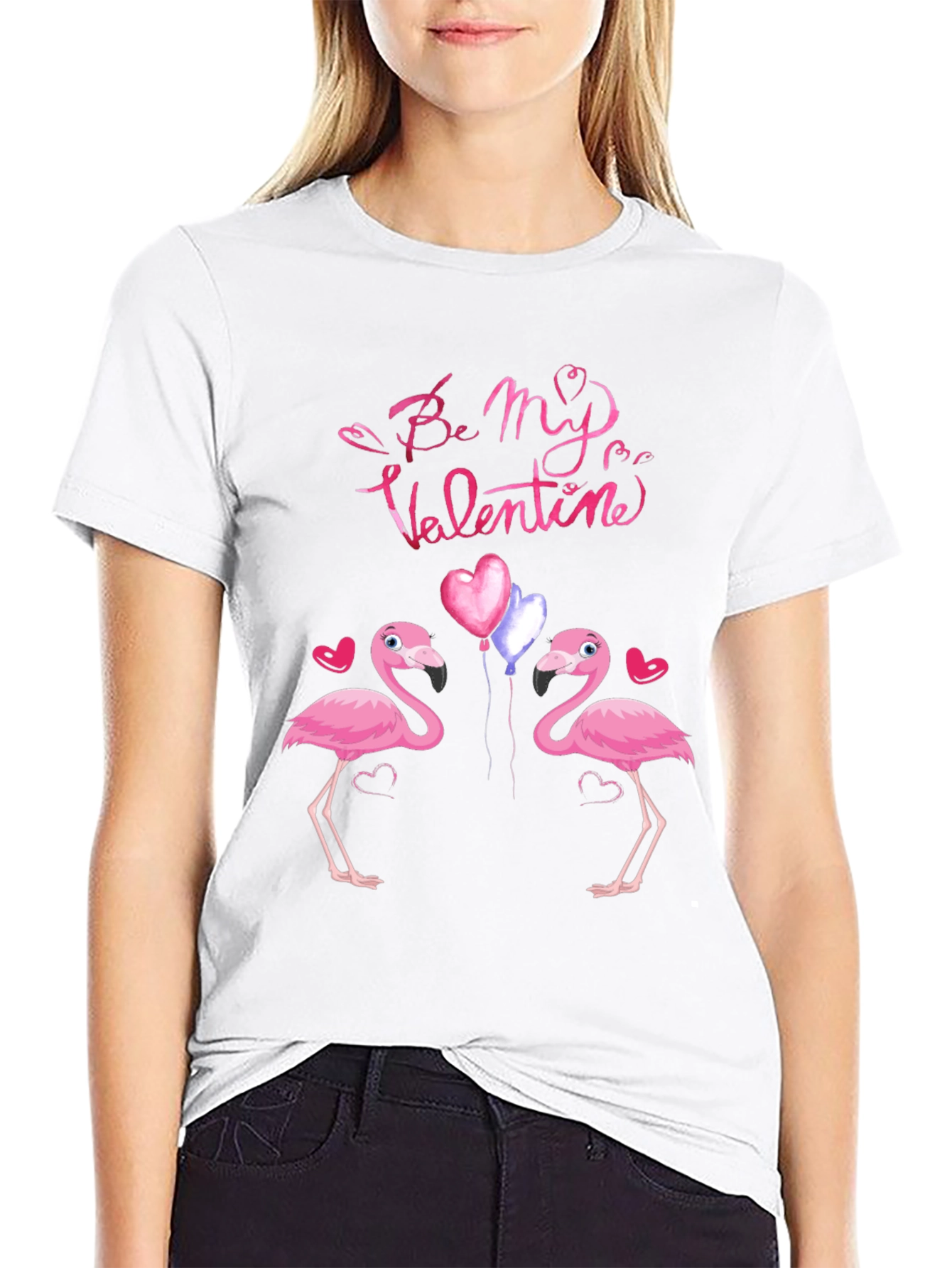 Flamingo Valentines Day Graphic T-Shirt