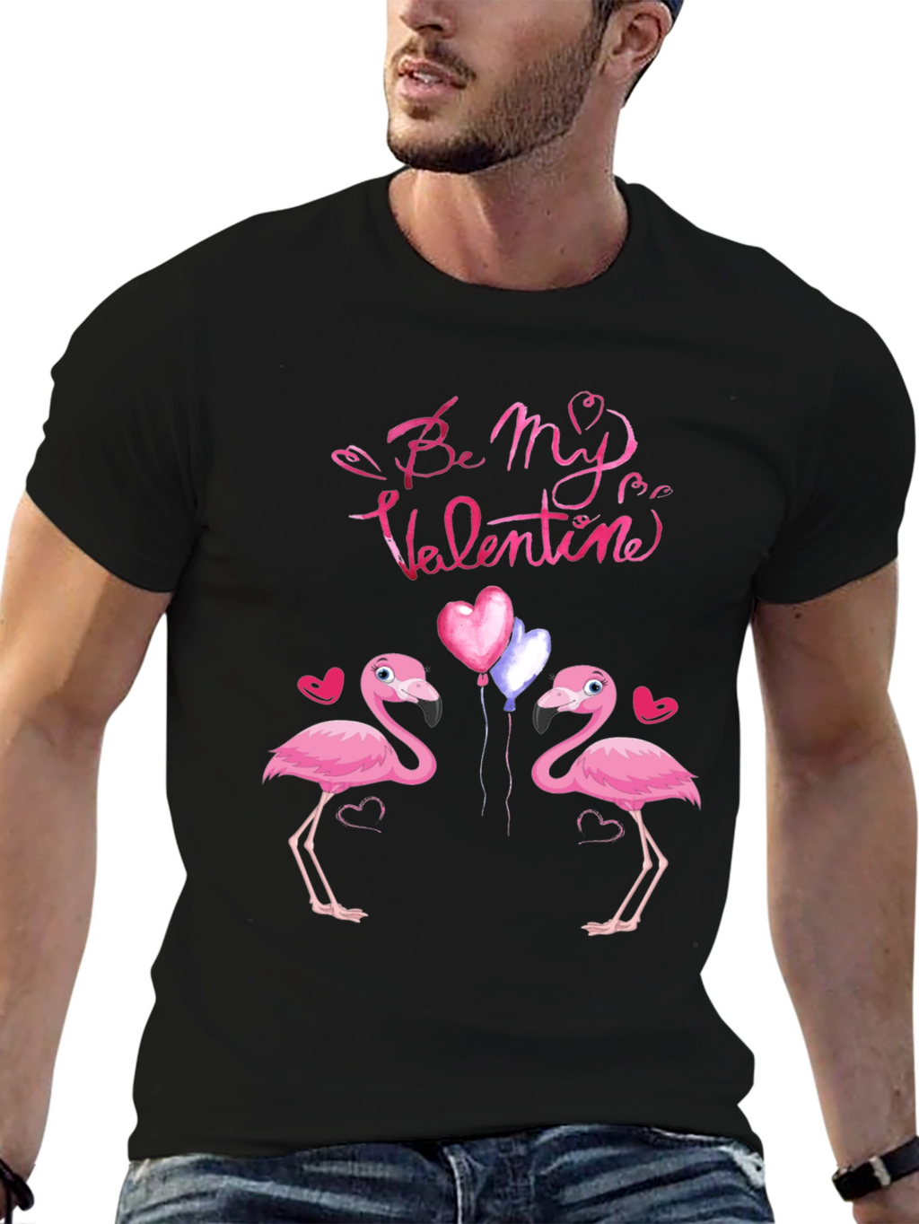 Flamingo Valentines Day Graphic T-Shirt
