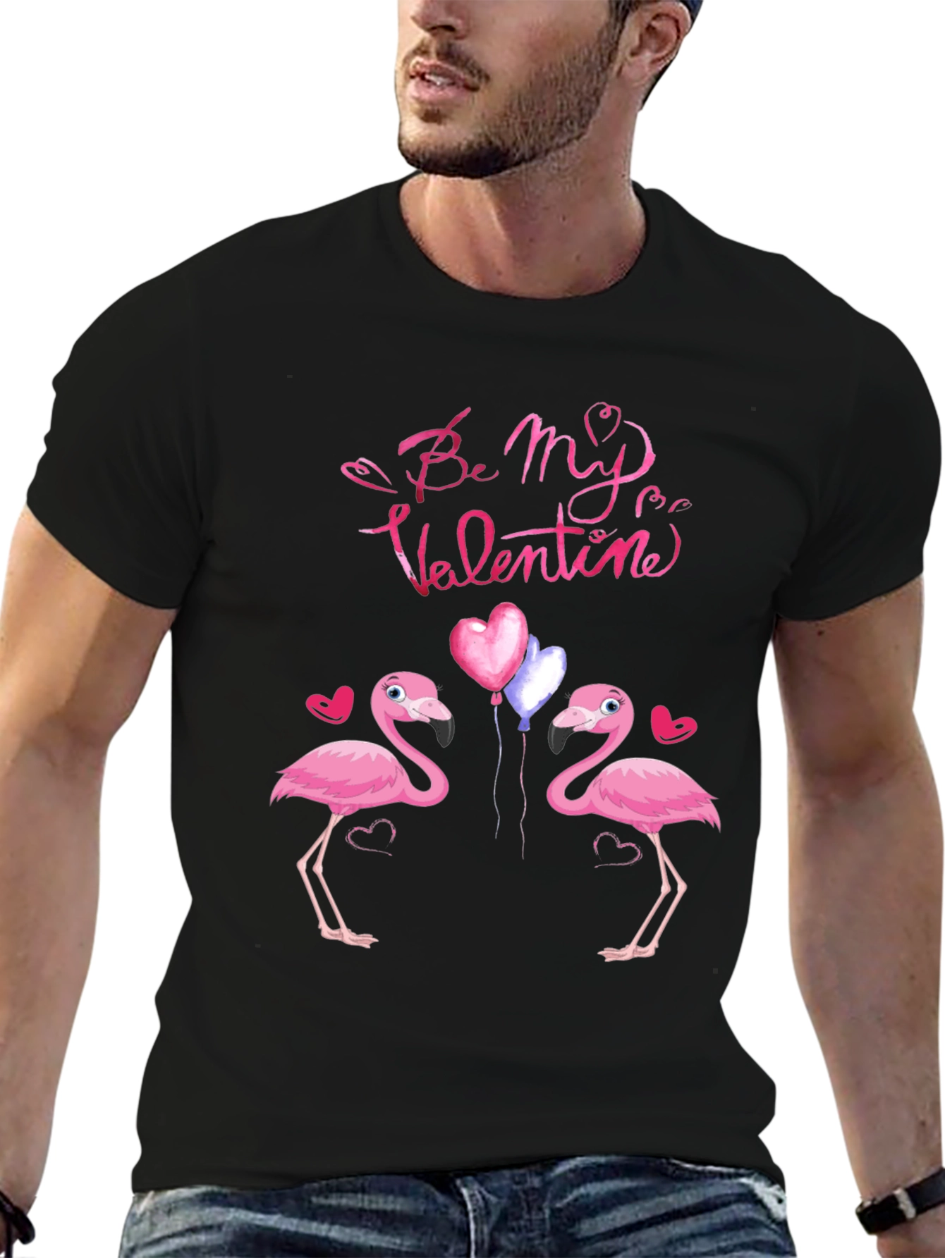 Flamingo Valentines Day Graphic T-Shirt