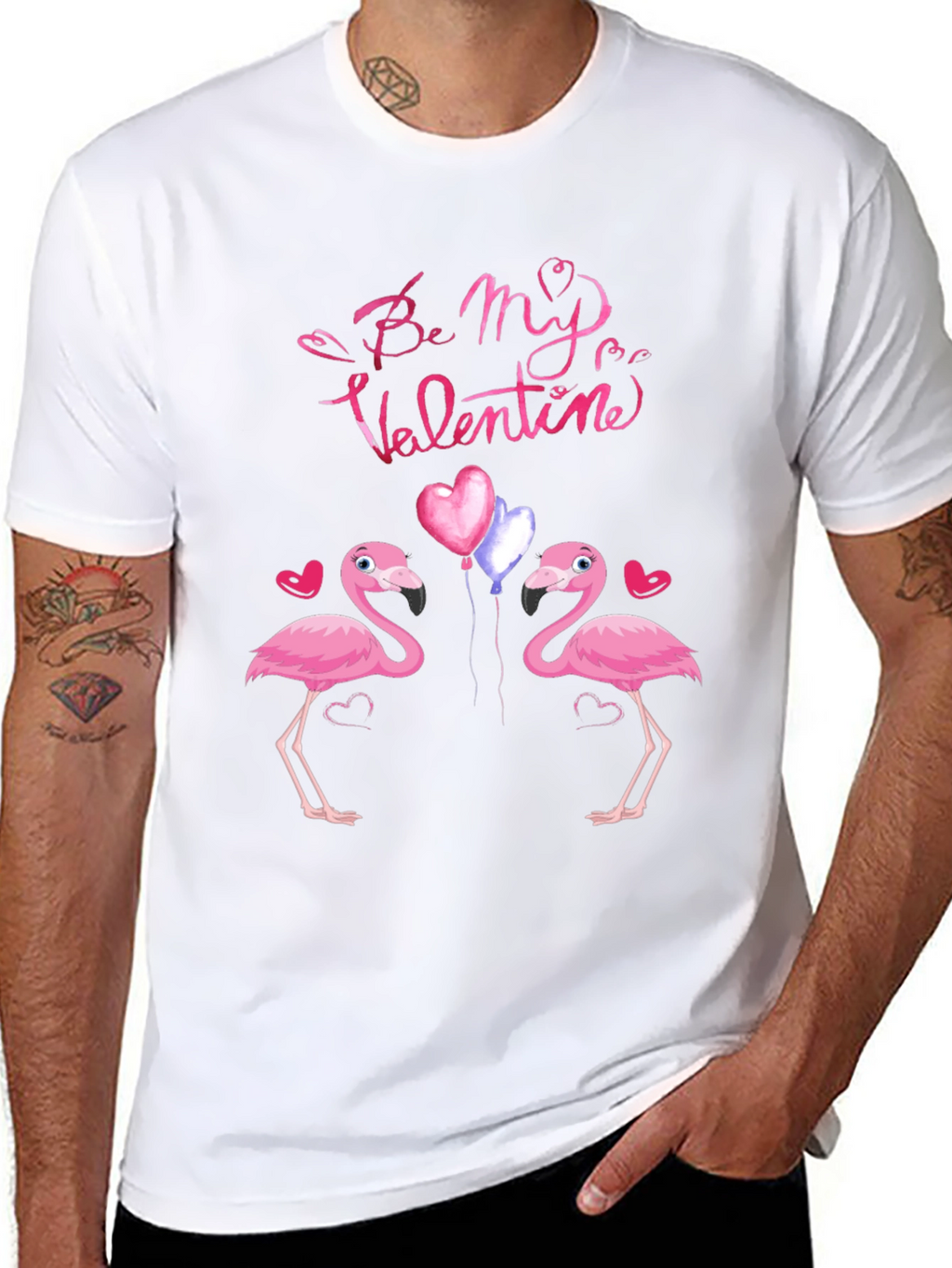 Flamingo Valentines Day Graphic T-Shirt