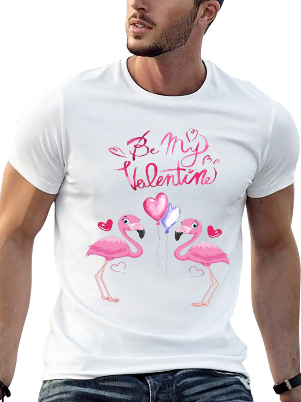 Flamingo Valentines Day Graphic T-Shirt