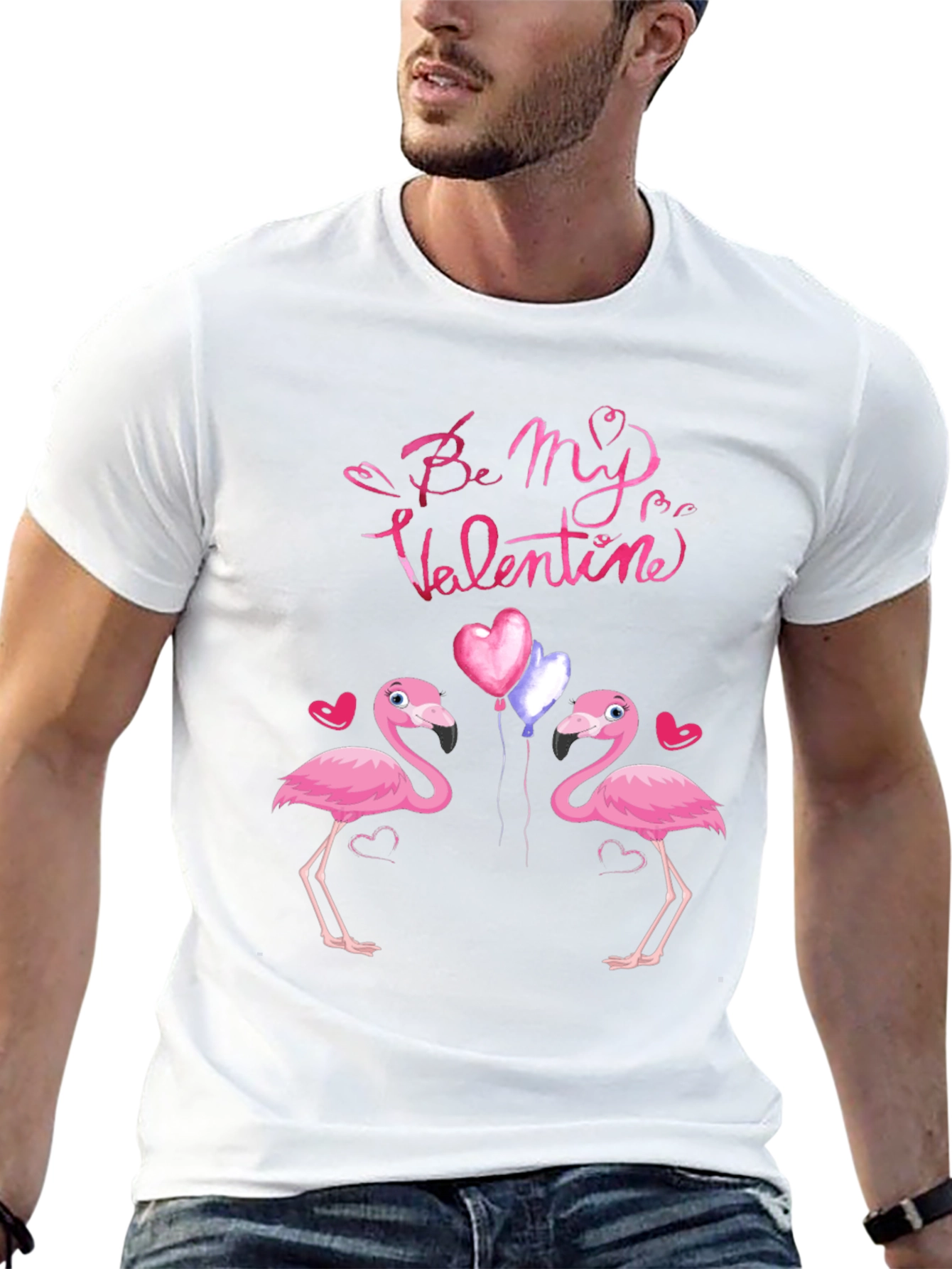 Flamingo Valentines Day Graphic T-Shirt