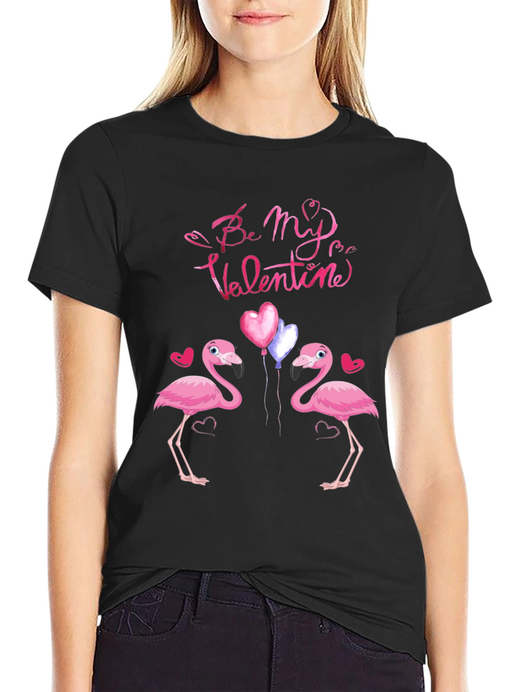 Flamingo Valentines Day Graphic T-Shirt