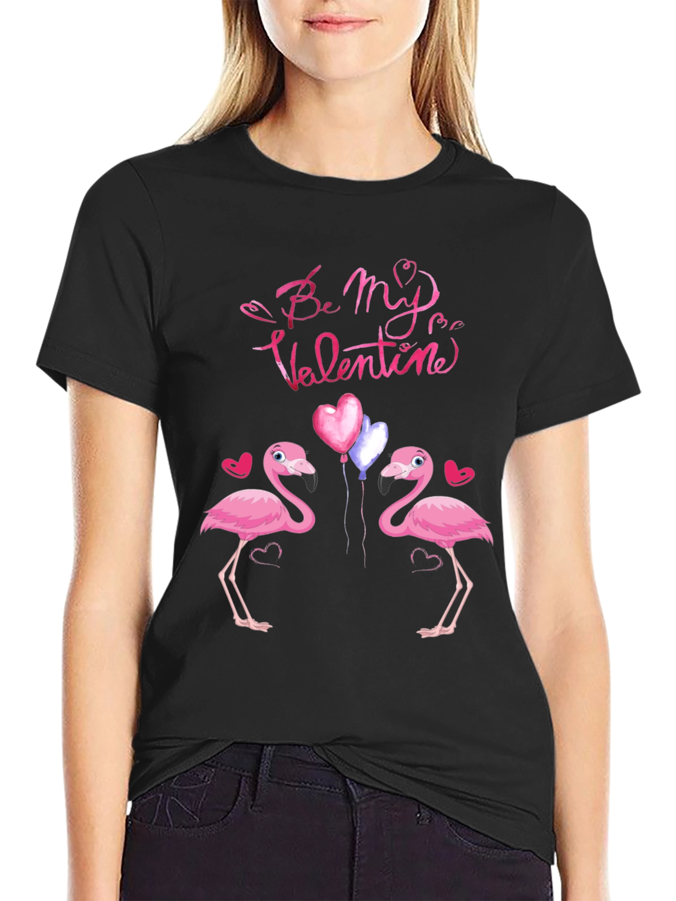 Flamingo Valentines Day Graphic T-Shirt
