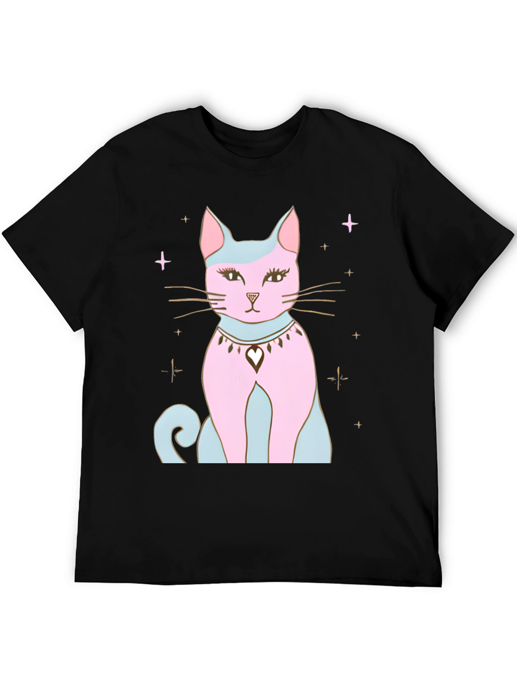 Mystical Cat Graphic Tee - Stylish Black T-Shirt