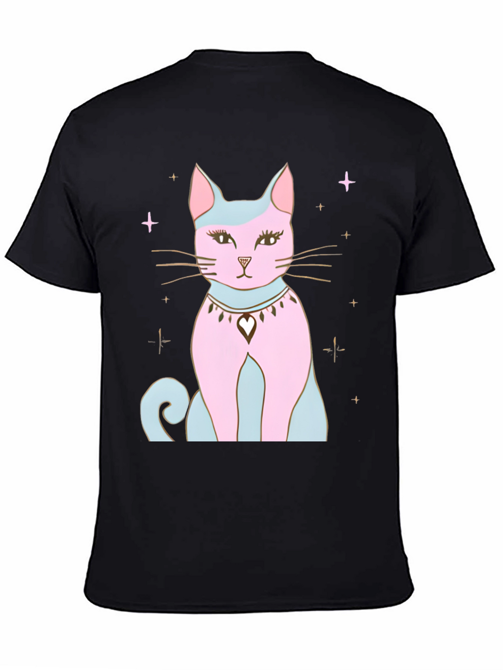 Mystical Cat Graphic Tee - Stylish Black T-Shirt
