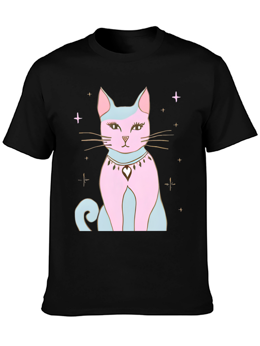 Mystical Cat Graphic Tee - Stylish Black T-Shirt