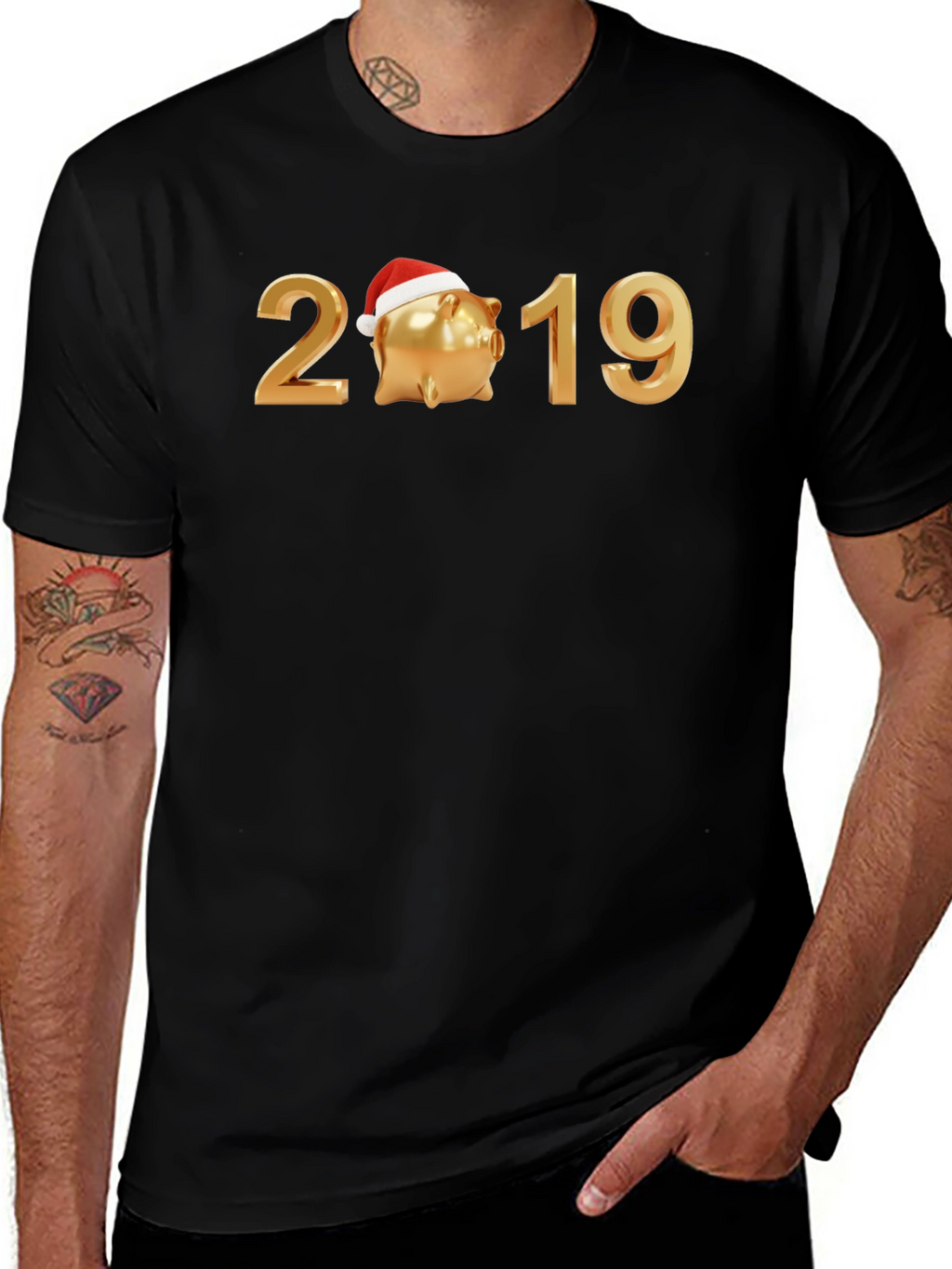 Festive 2019 Piggy Bank Graphic Tee - Black