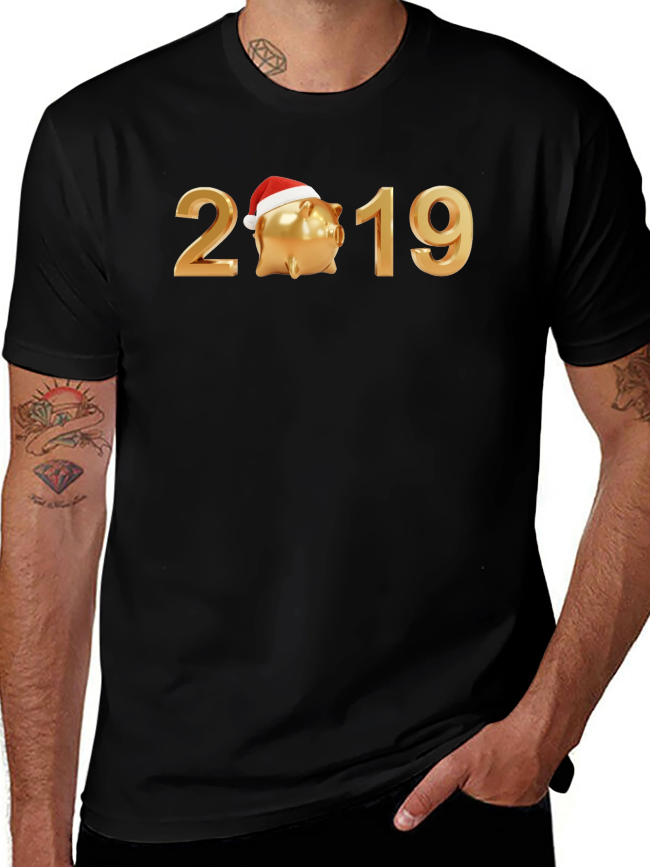 Festive 2019 Piggy Bank Graphic Tee - Black