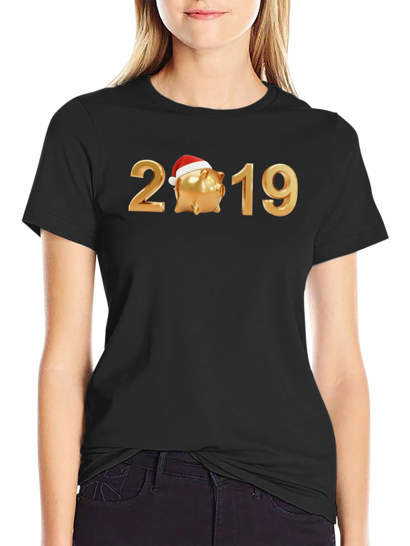 Festive 2019 Piggy Bank Graphic Tee - Black