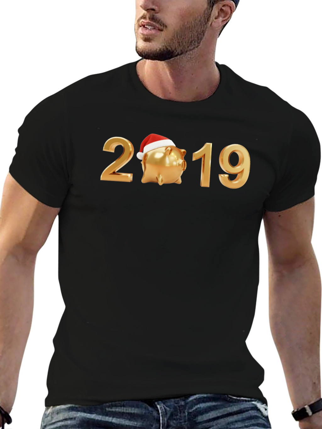 Festive 2019 Piggy Bank Graphic Tee - Black