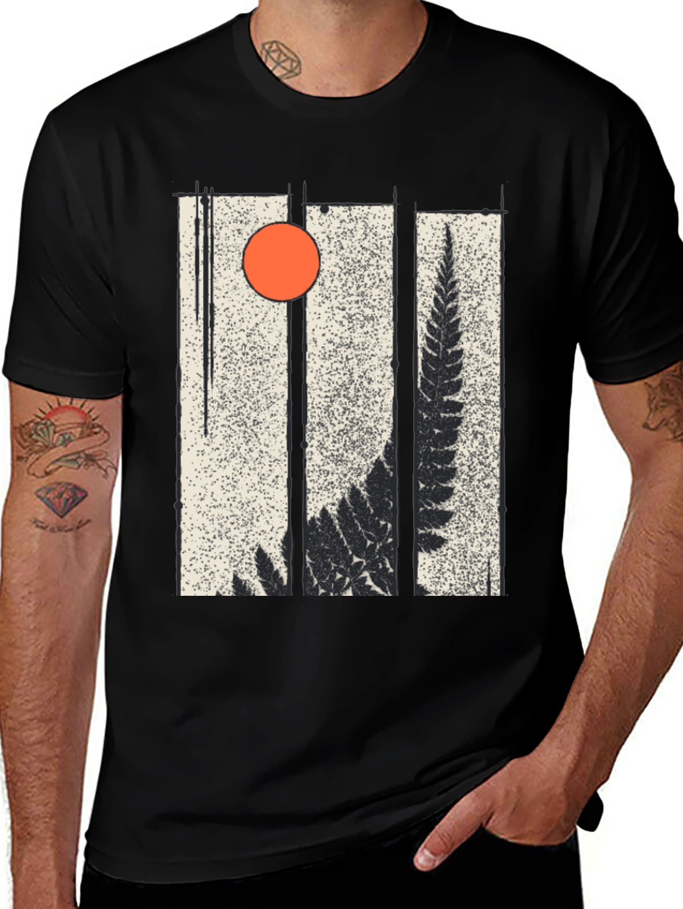 Fern & Sun Graphic Black T-Shirt