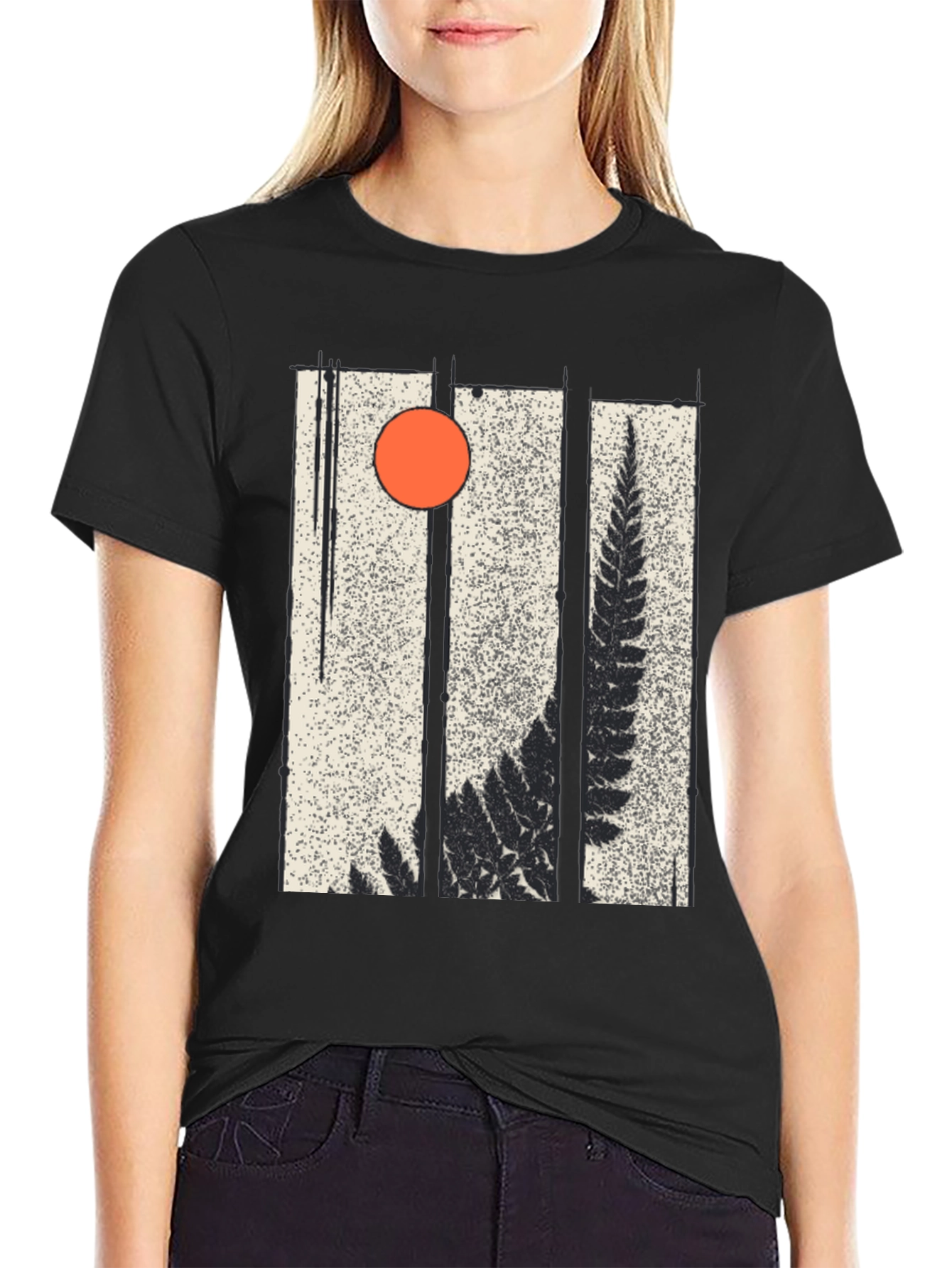 Fern & Sun Graphic Black T-Shirt