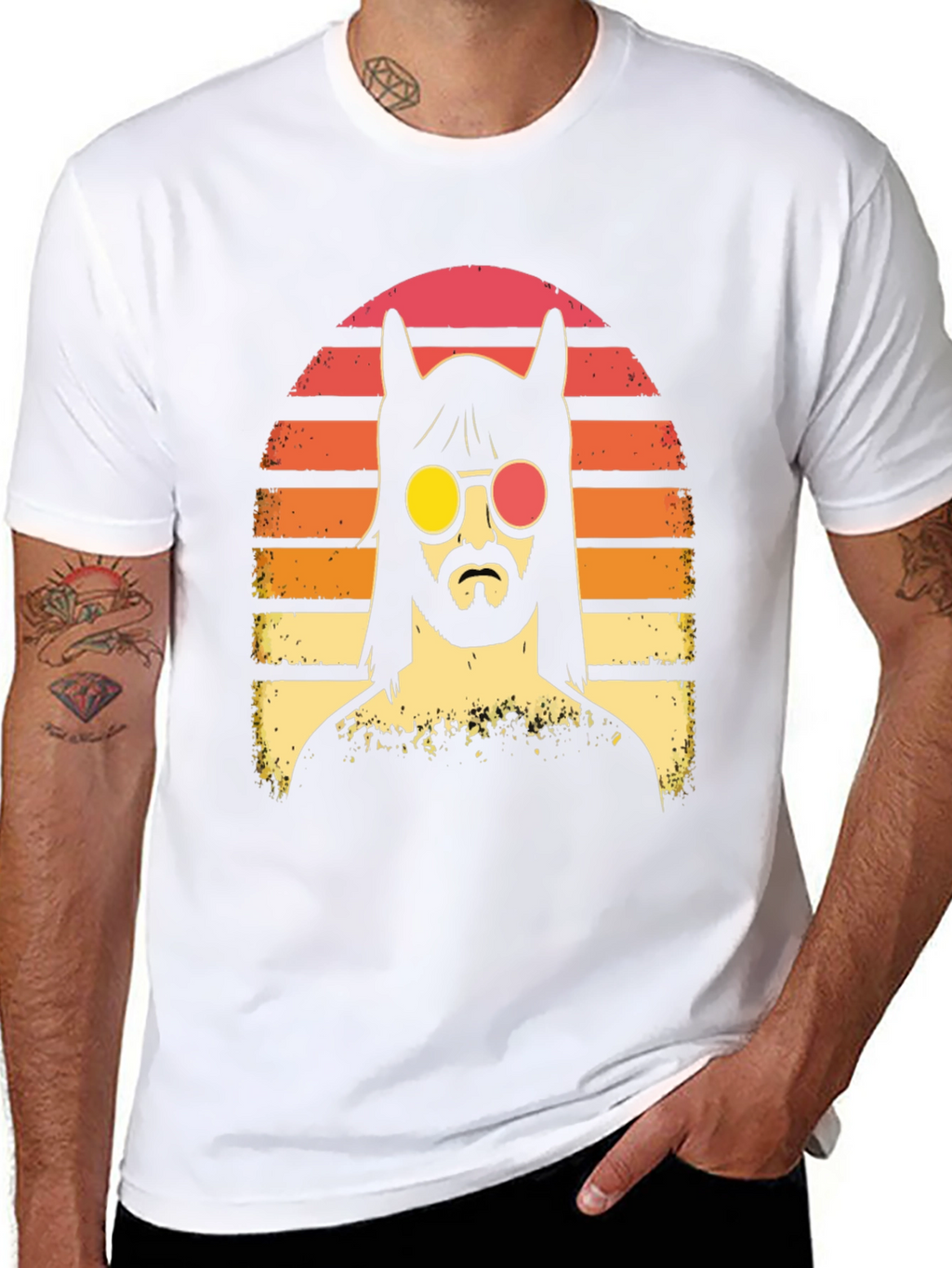 Retro Llama Sunset Graphic T-Shirt