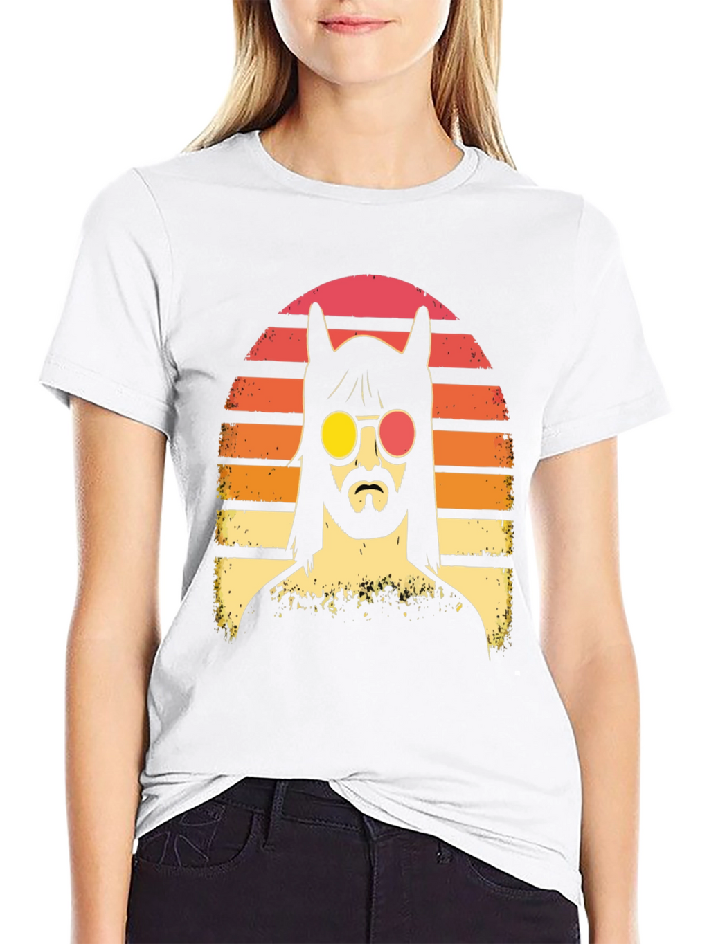 Retro Llama Sunset Graphic T-Shirt