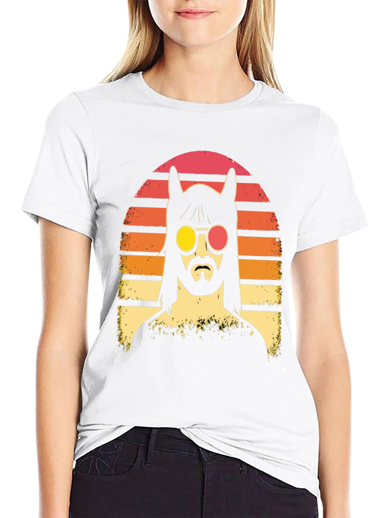 Retro Llama Sunset Graphic T-Shirt