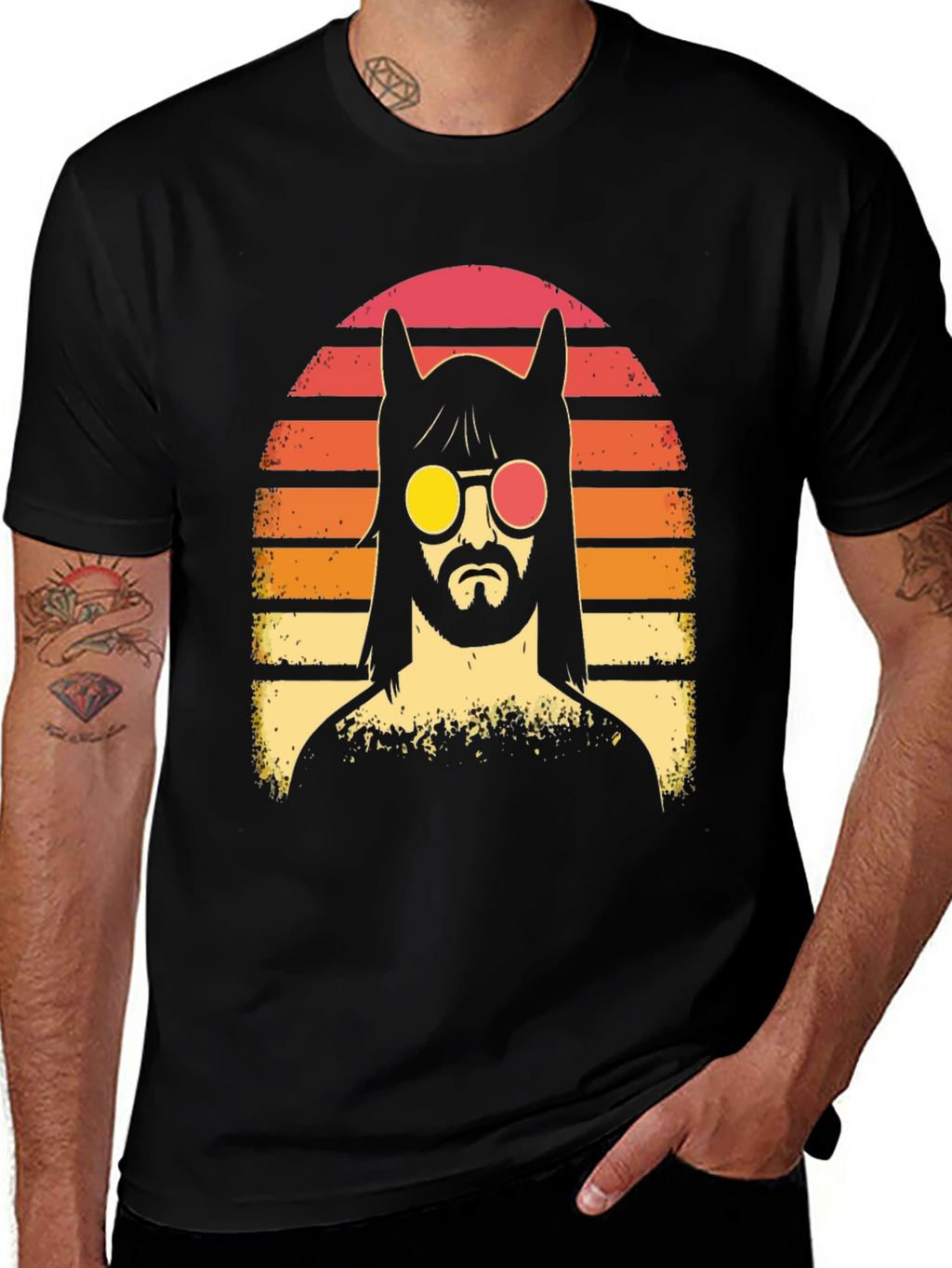 Retro Llama Sunset Graphic T-Shirt