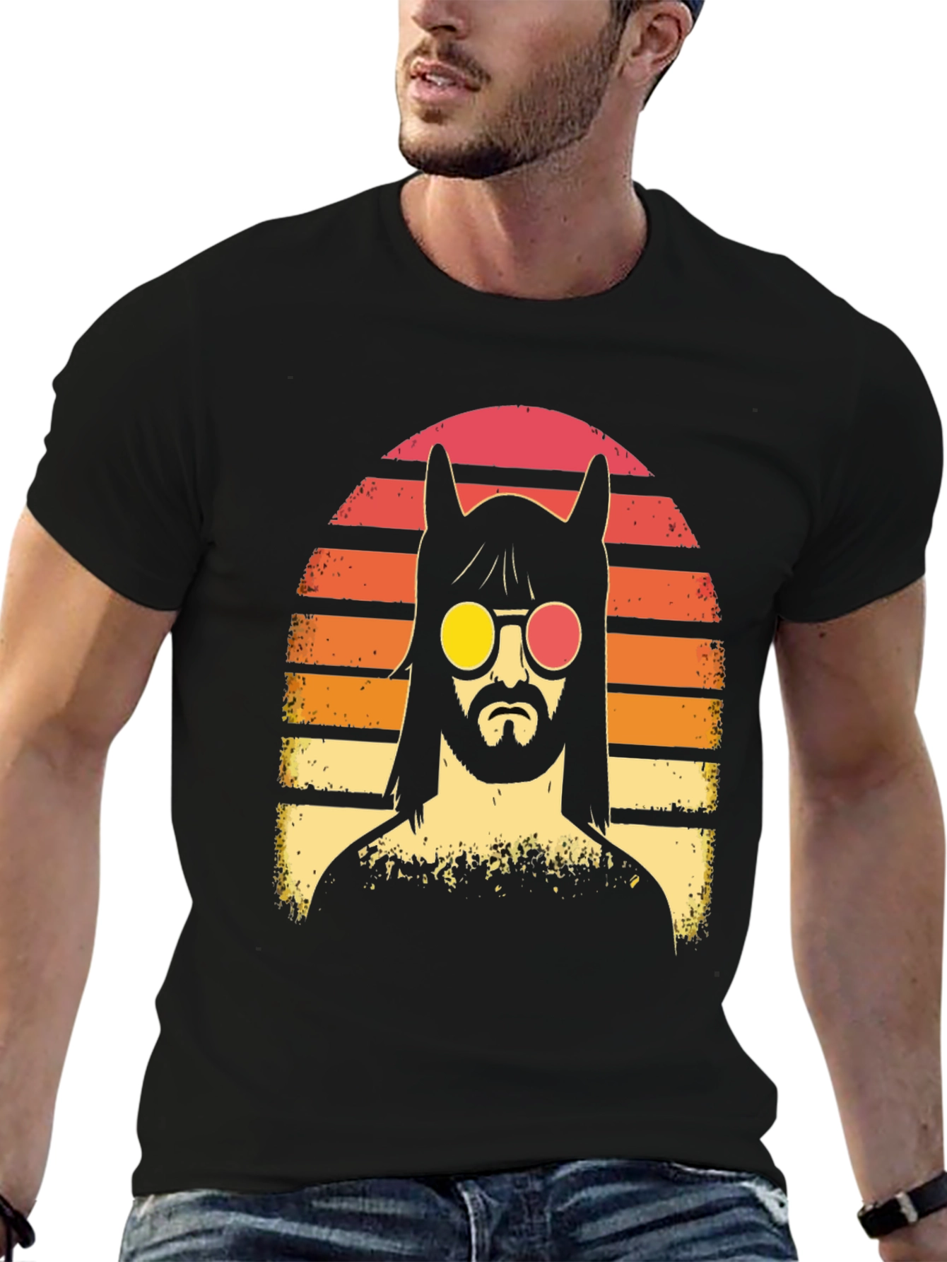 Retro Llama Sunset Graphic T-Shirt