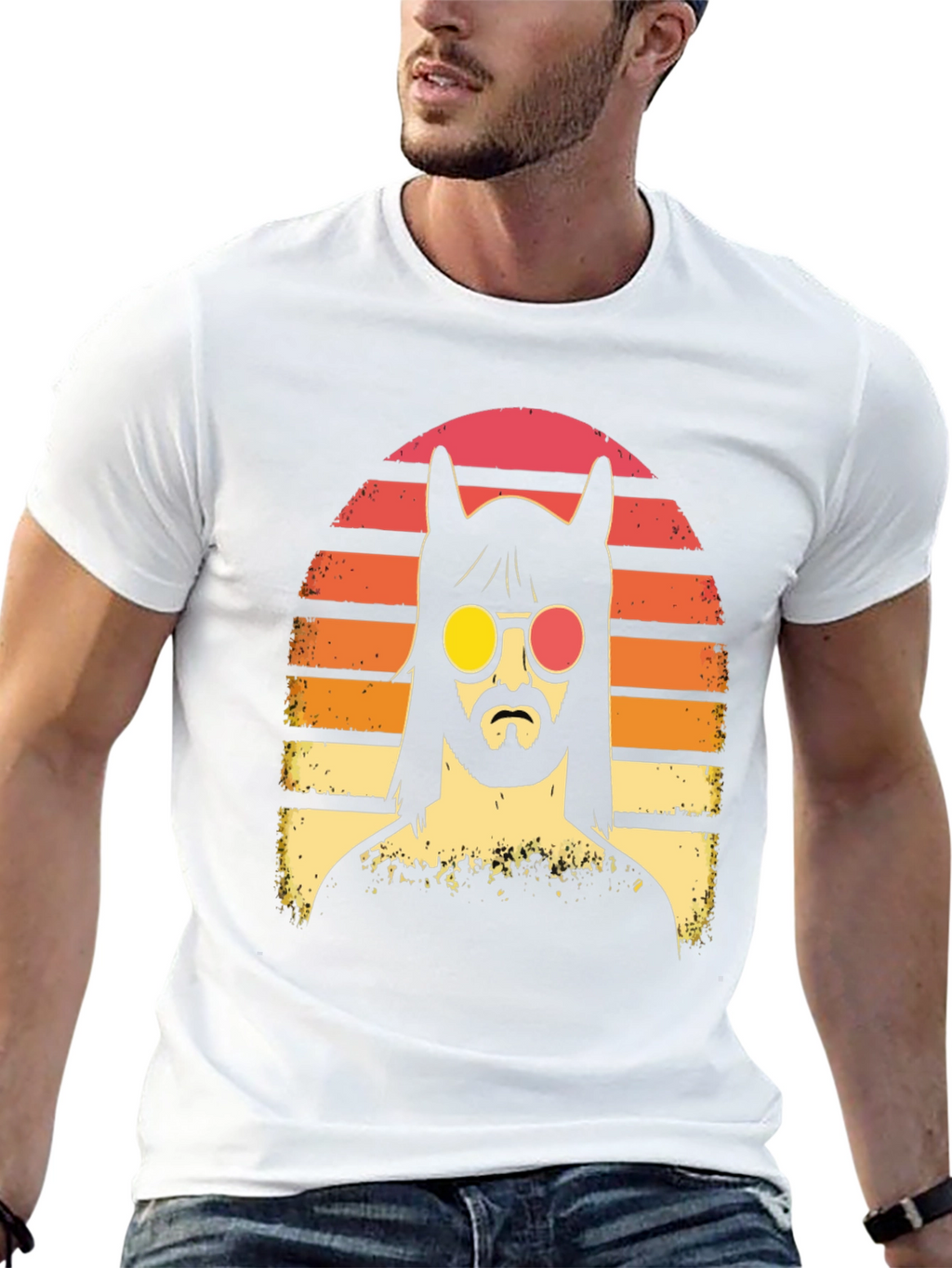 Retro Llama Sunset Graphic T-Shirt
