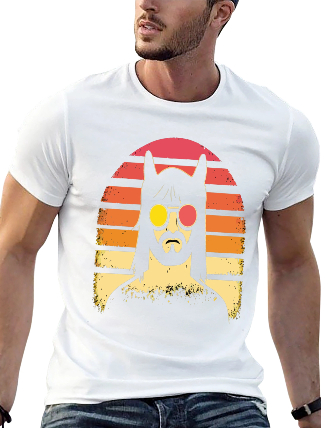Retro Llama Sunset Graphic T-Shirt