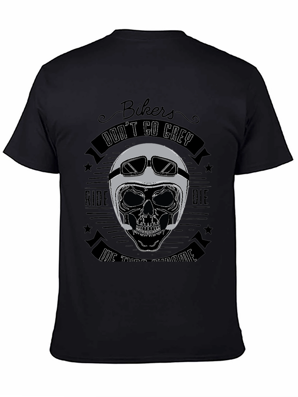 Bikers Dont Go Grey Skull T-Shirt