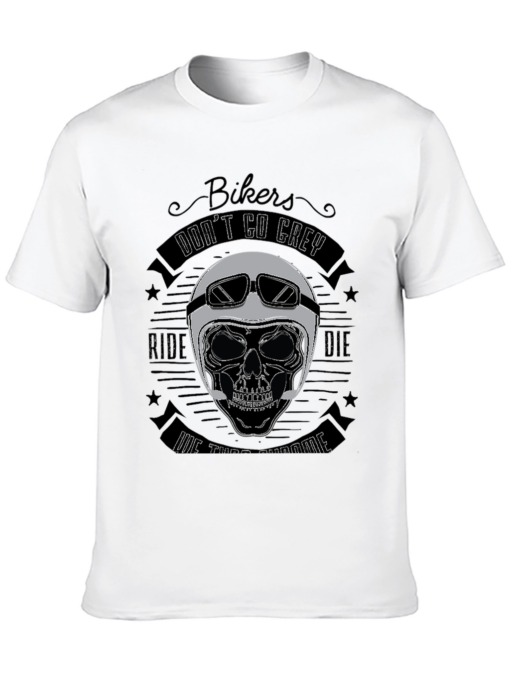 Bikers Dont Go Grey Skull T-Shirt
