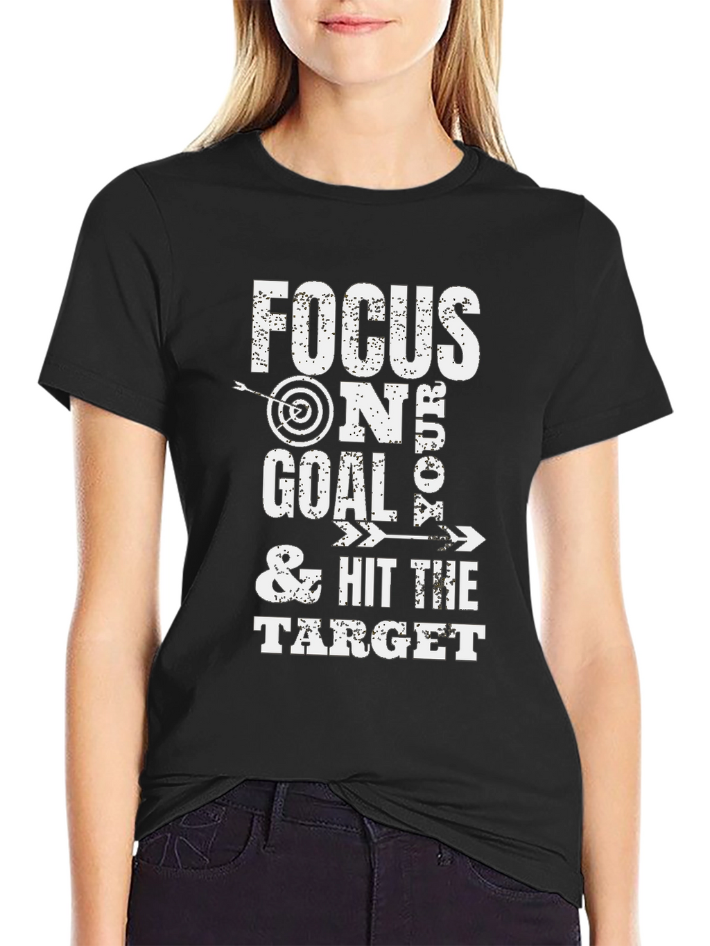 Focus Goal Target Black Graphic Tee