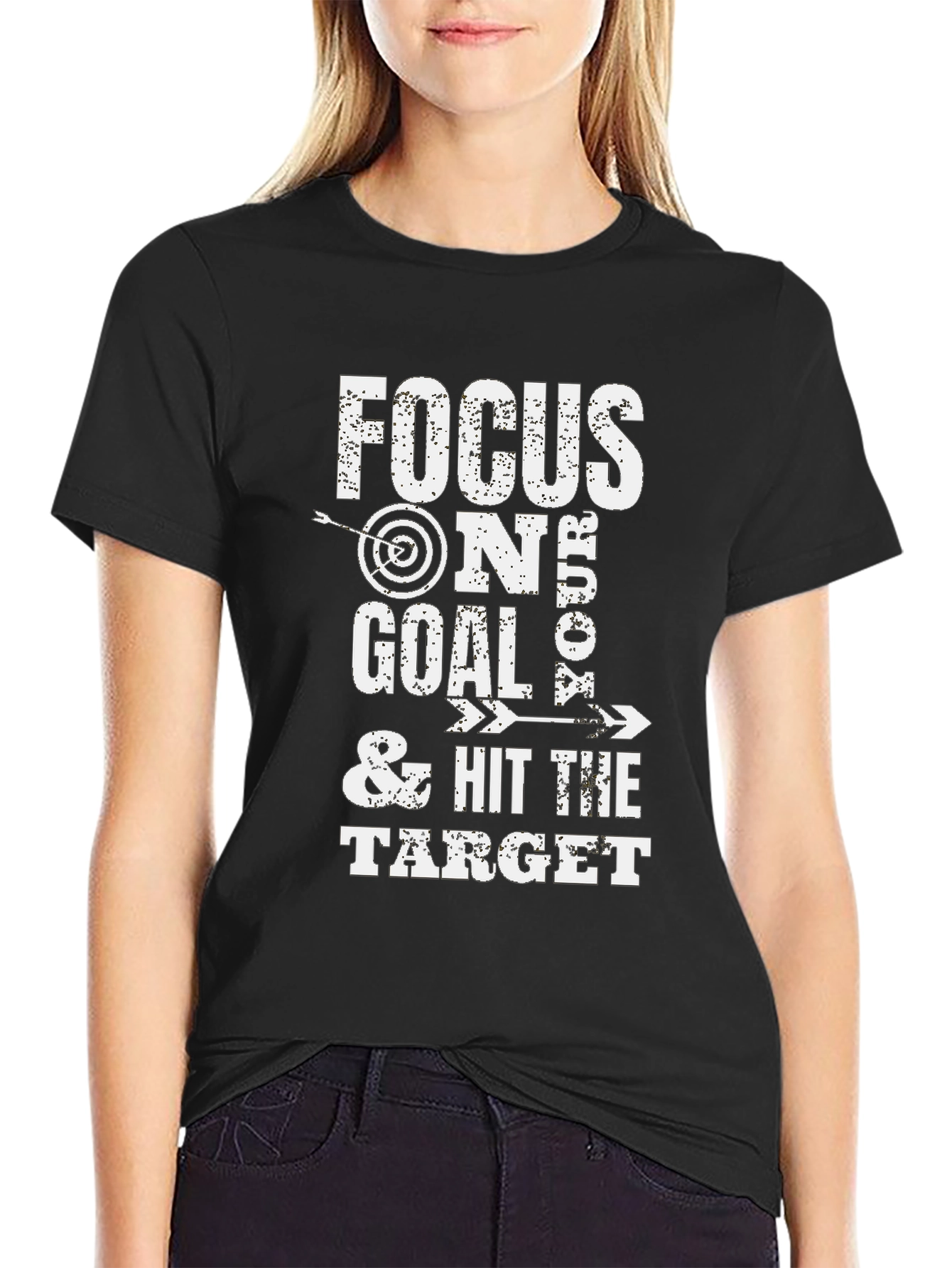 Focus Goal Target Black Graphic Tee