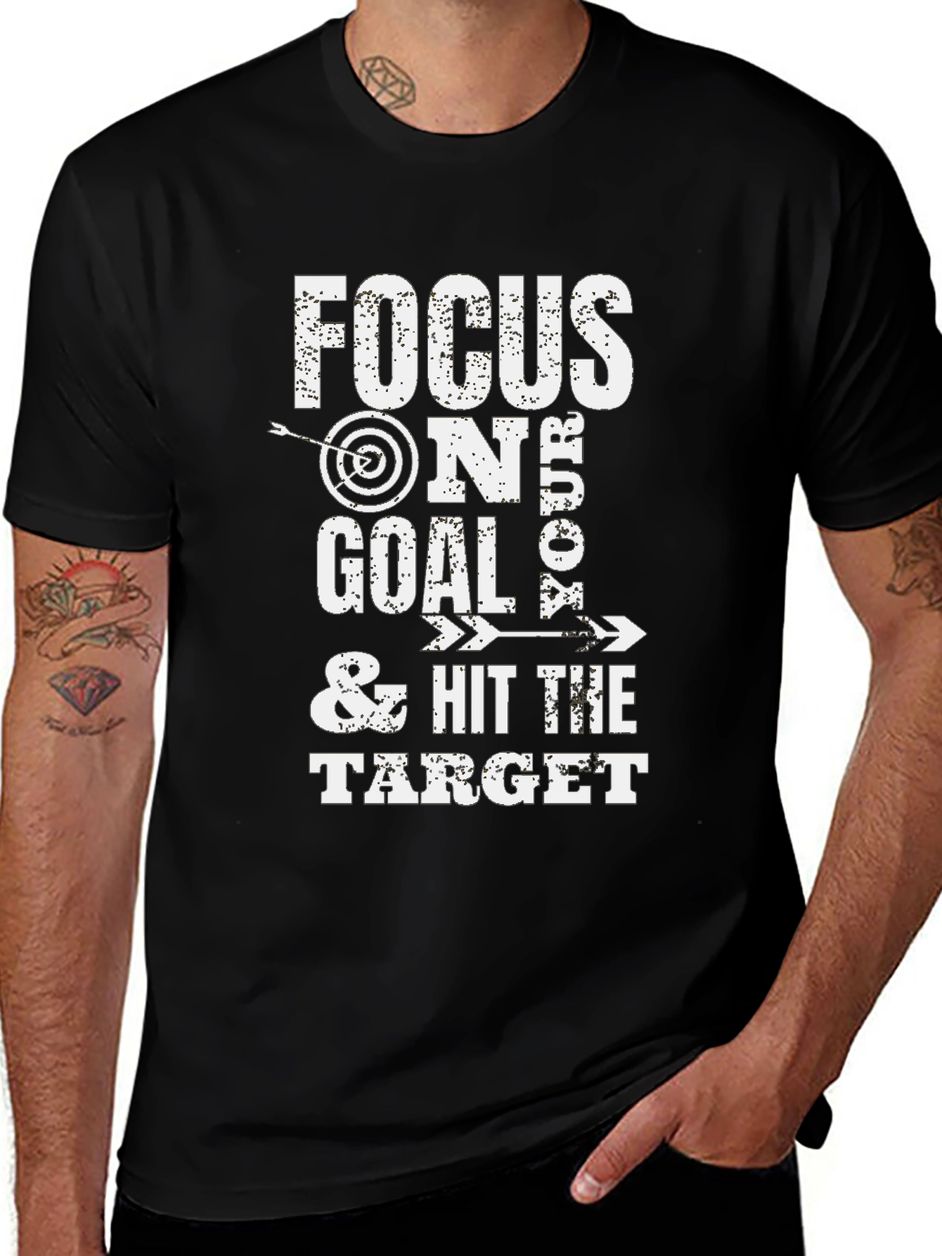 Focus Goal Target Black Graphic Tee