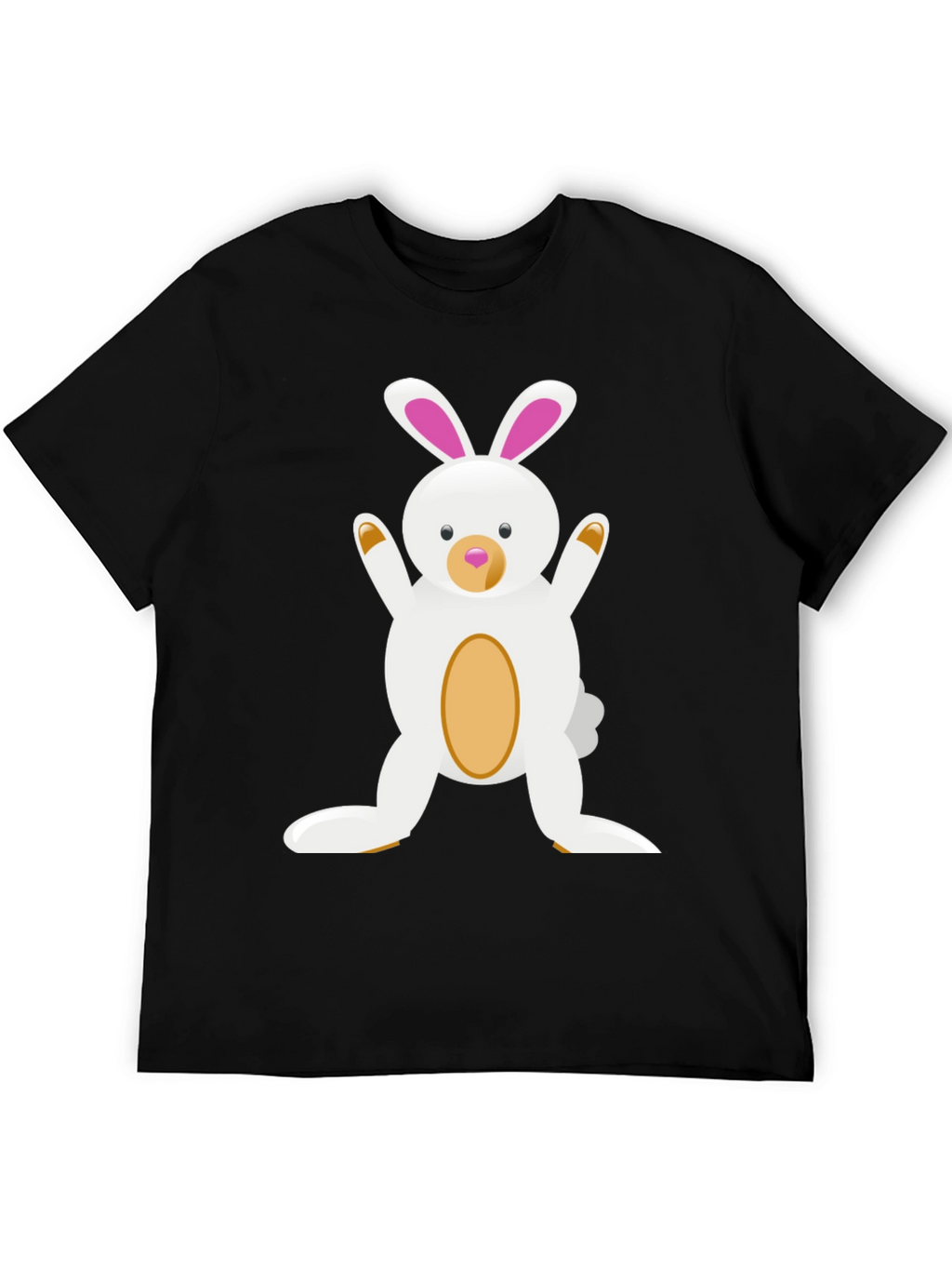 Cute Cartoon Easter Bunny Black T-Shirt